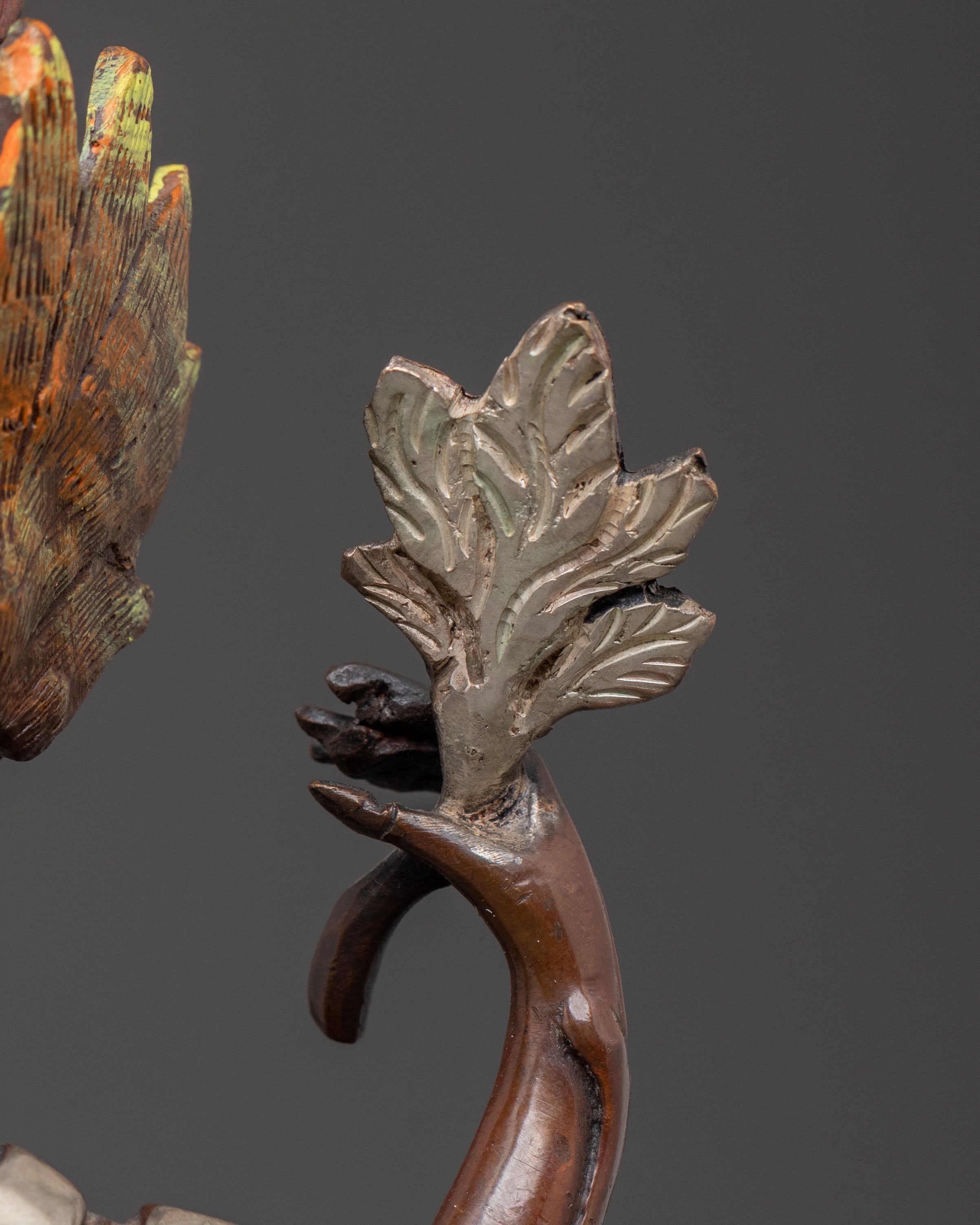 Chitipati Blessing Statue: Oxidized Copper & Silver Accents