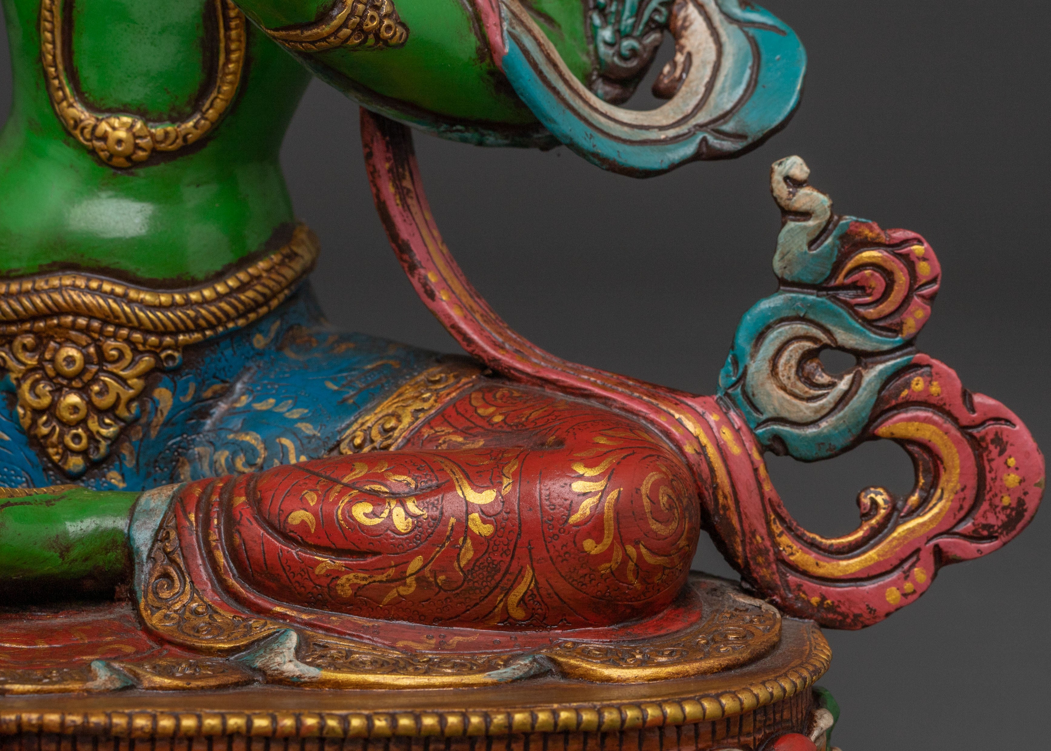 Handcrafted Green Tara Compassion Statue for Altar