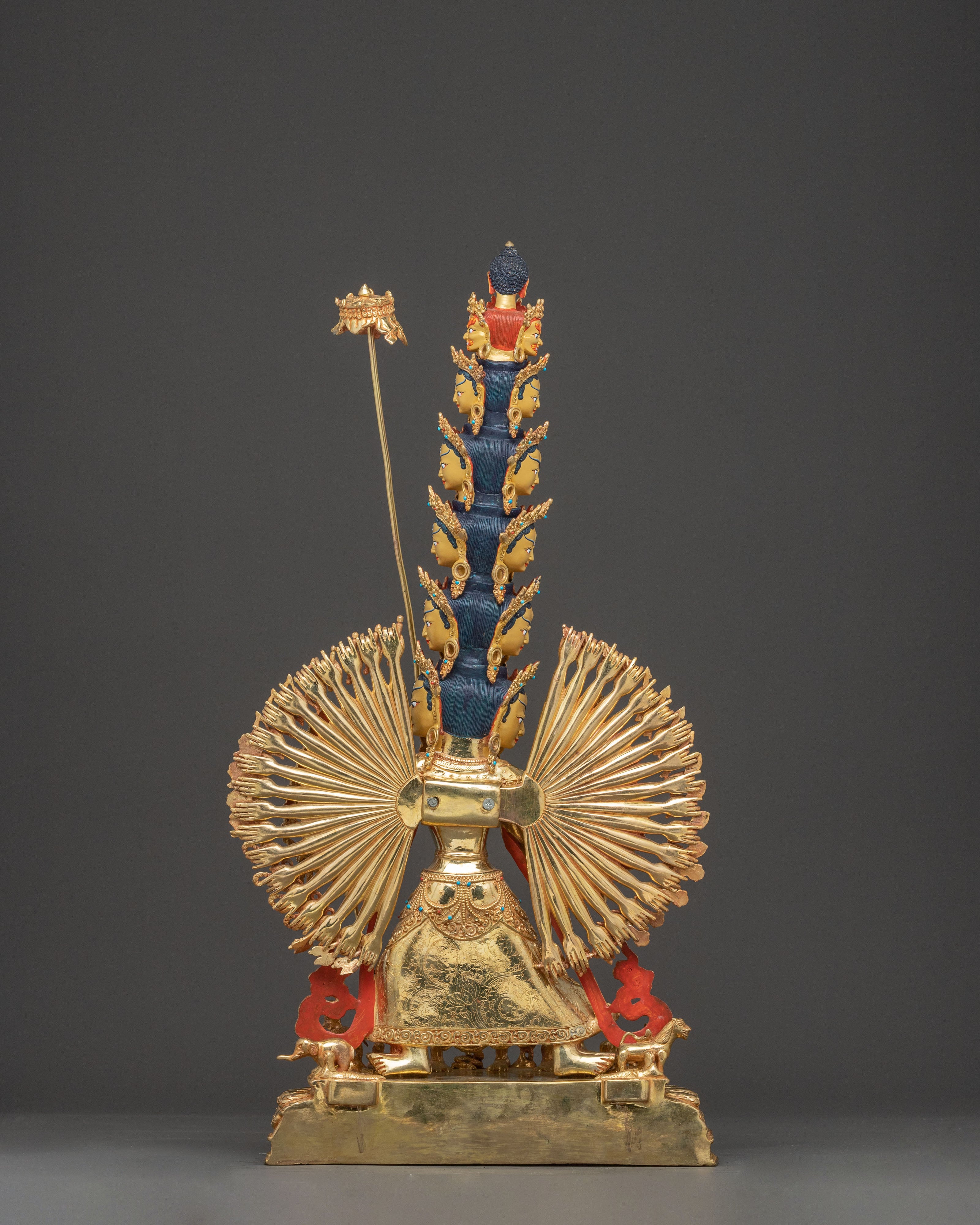 Handmade 24k Gold Glided 1000 Armed Dukar Statue