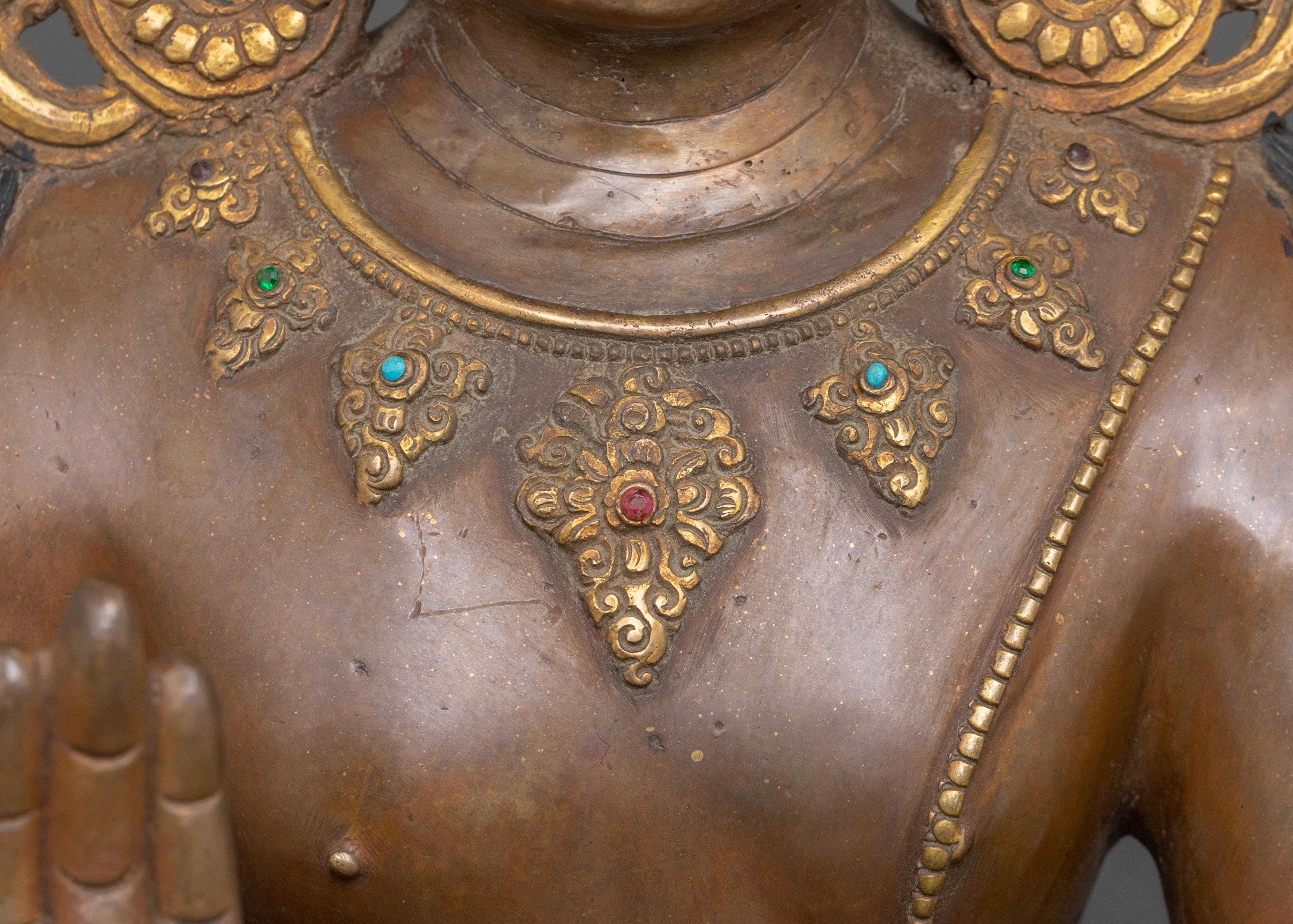 Lokeshwor Sacred Figurine in Oxidized Copper | Bodhisattva of Compassion