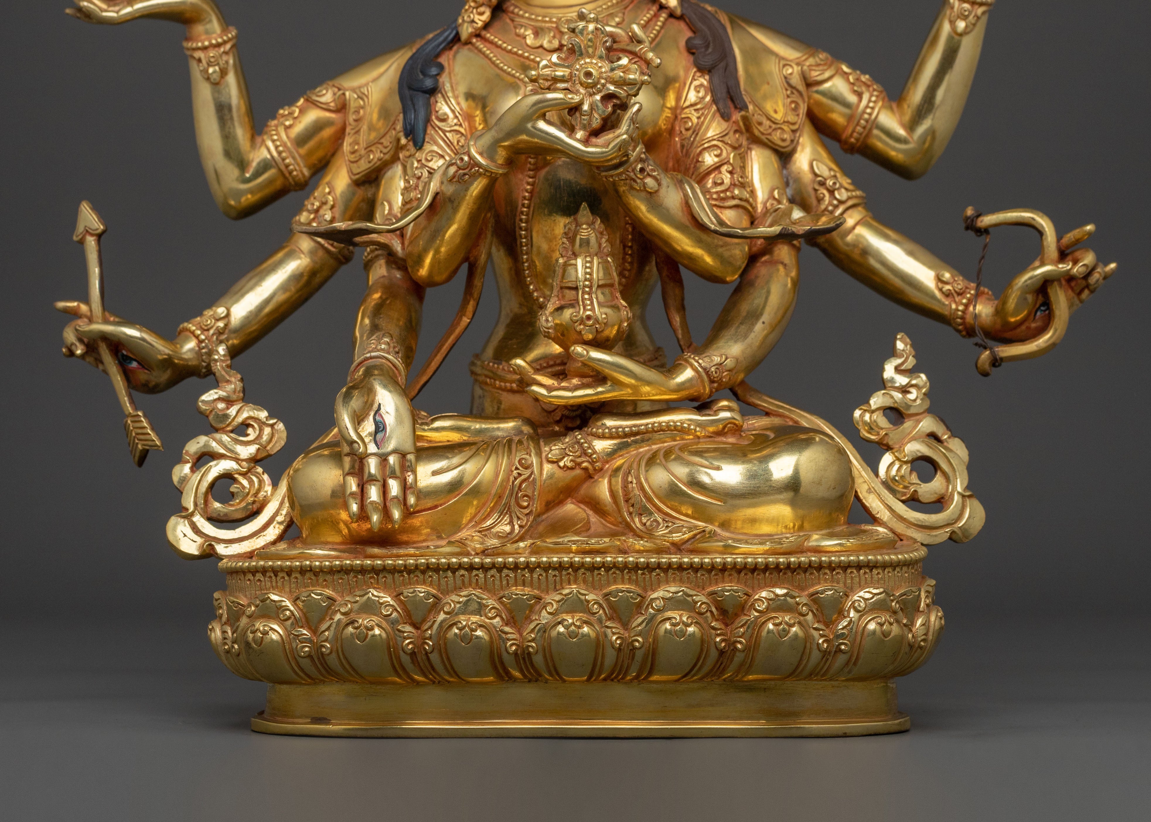 A Radiant Handmade Namgyalma Statue Set | 24K Gold Glided