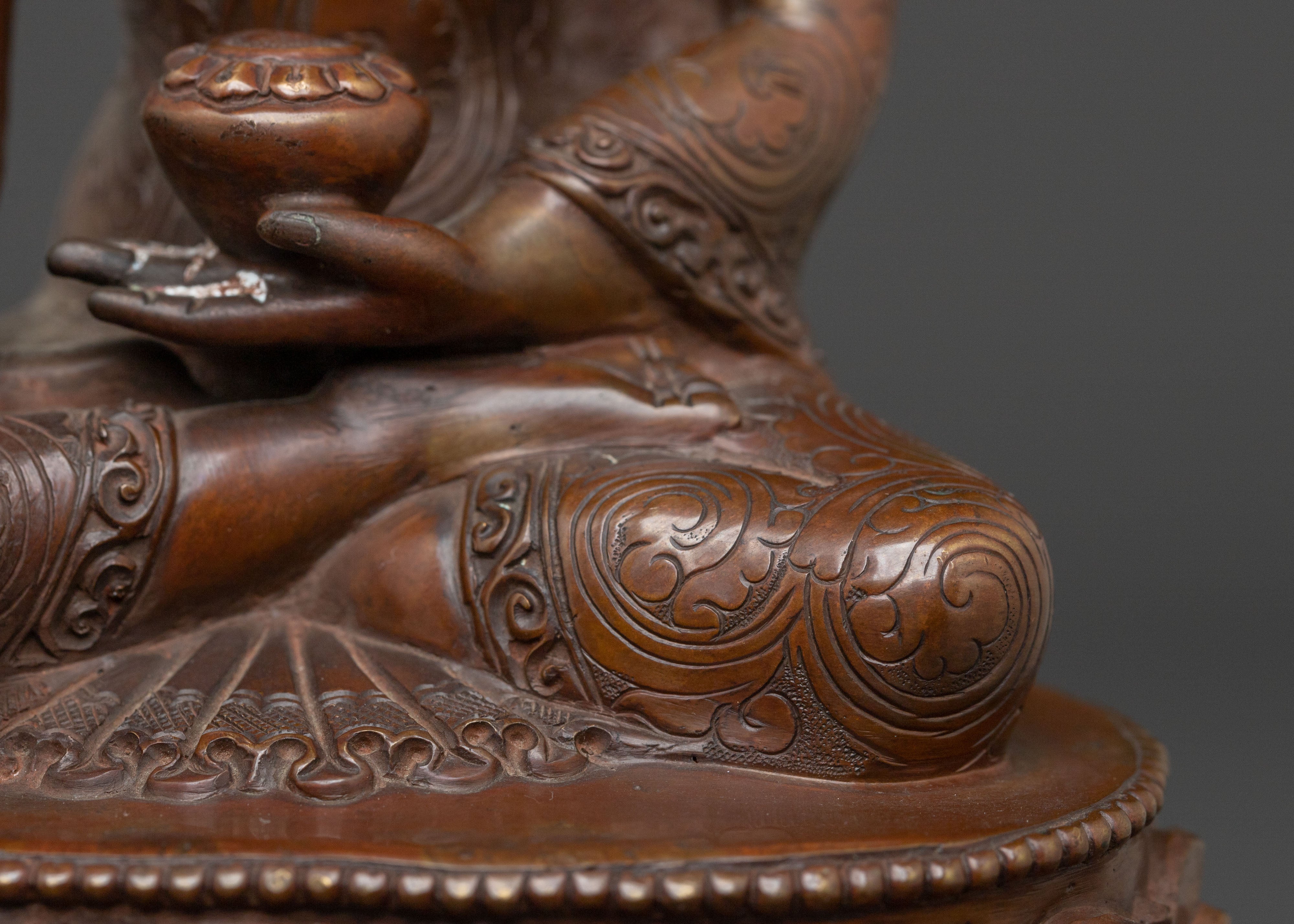 Shakyamuni Buddha Statue | Oxidized Copper Figure
