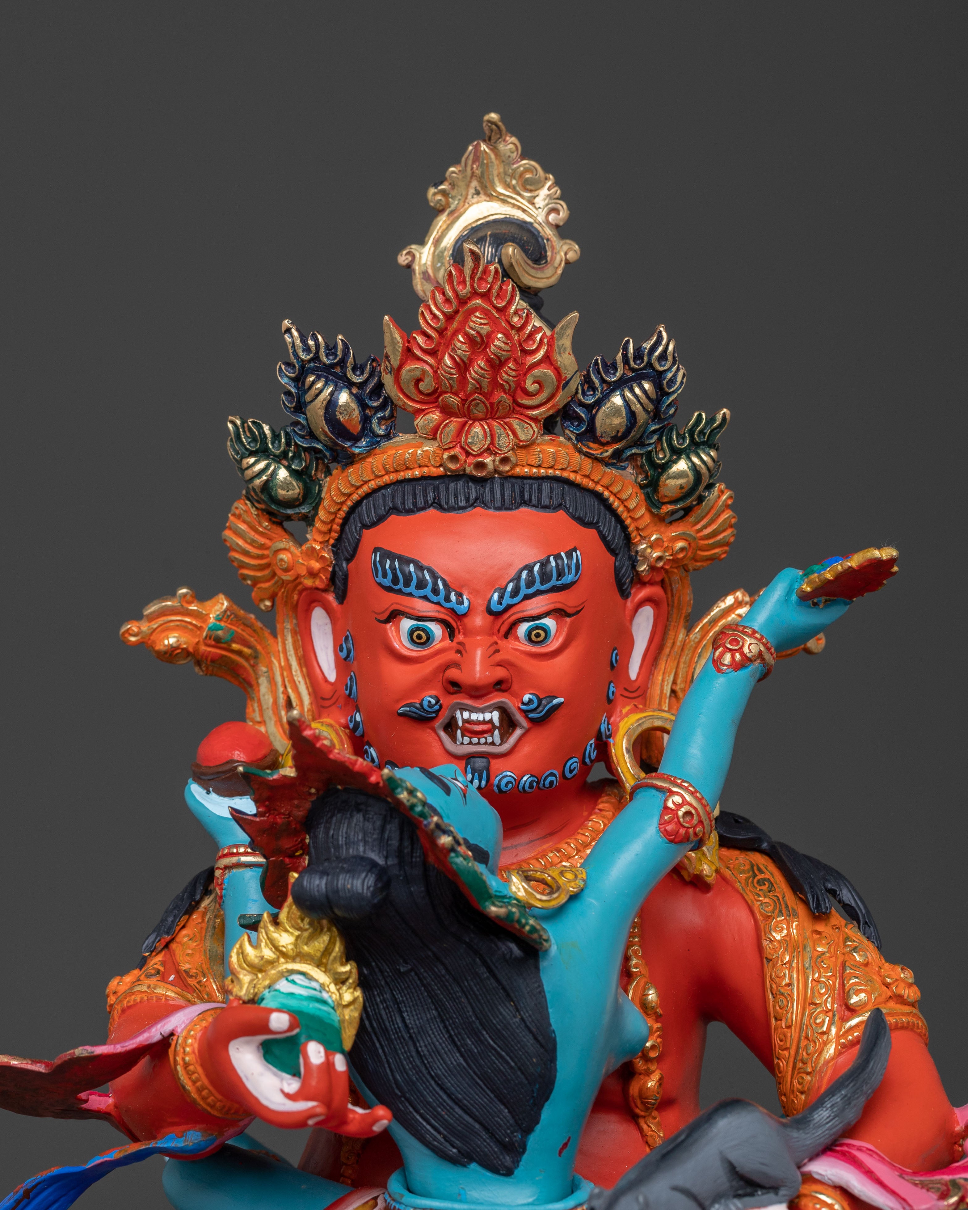 Red Dzambhala Sacred Idol | Buddhist Deity of Wealth and Abundance