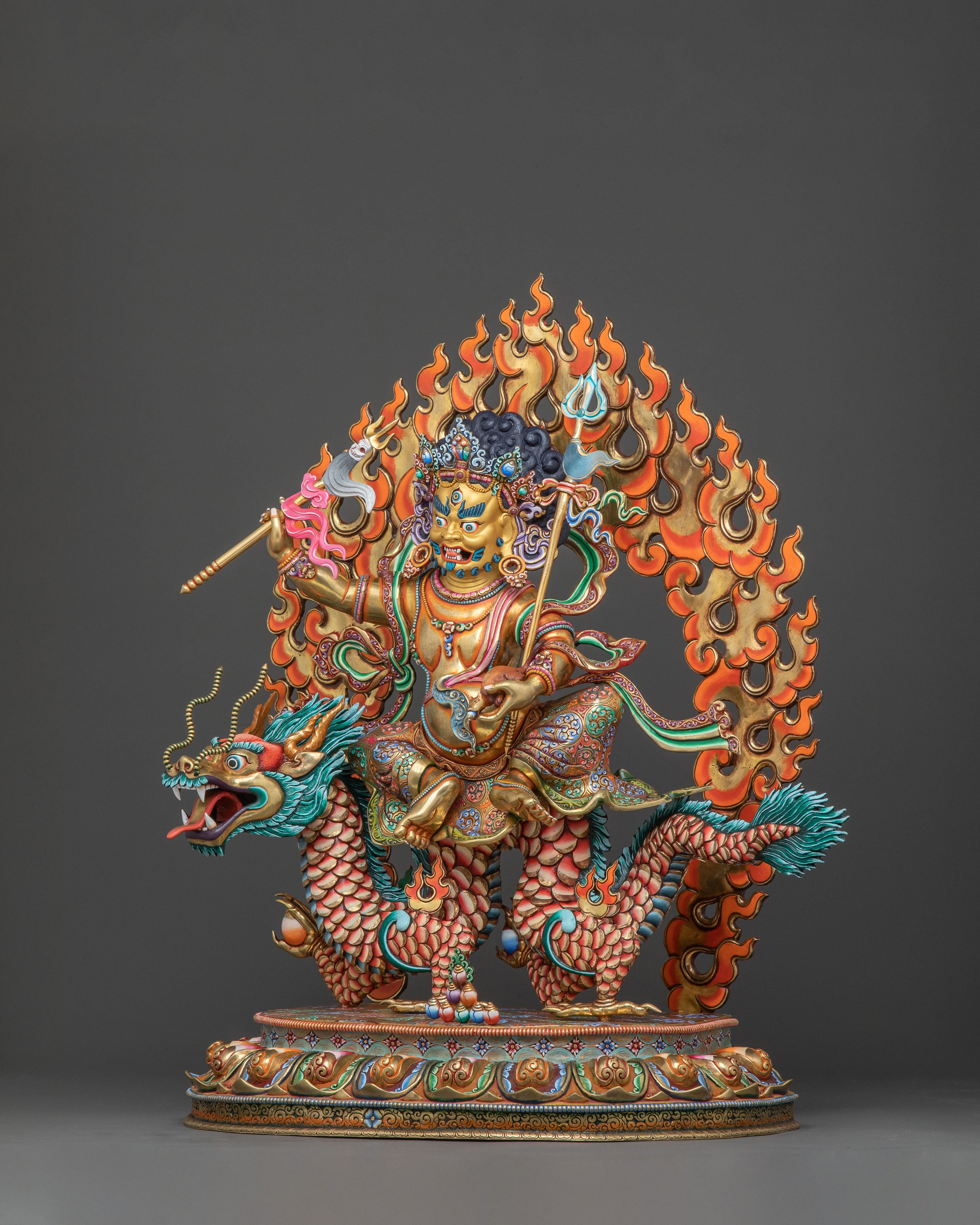 White Dzambhala Prosperity Statue | 24k Gold Glided