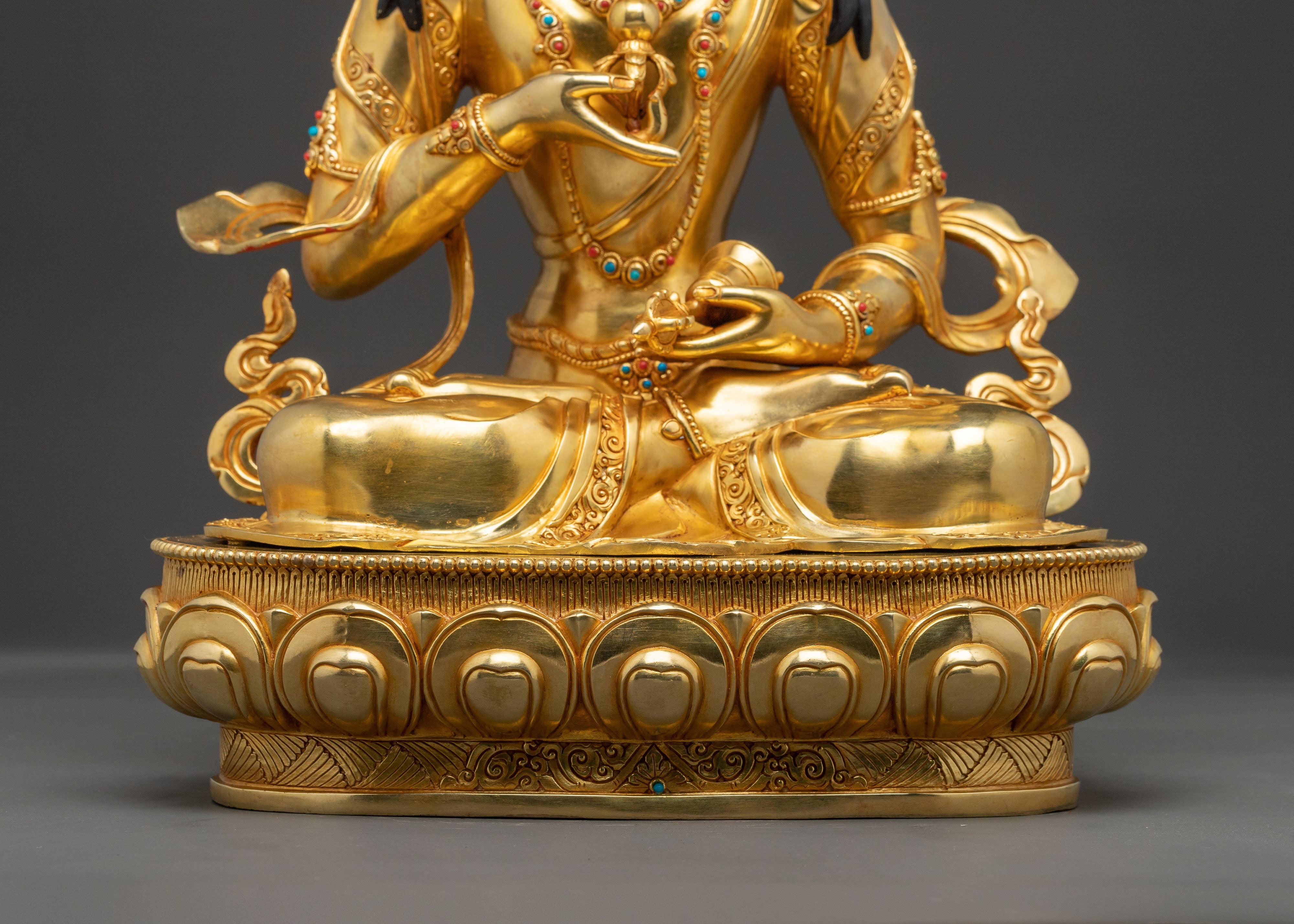 Vajrasattva Wisdom Purifier Statue: Gilded Copper Artwork