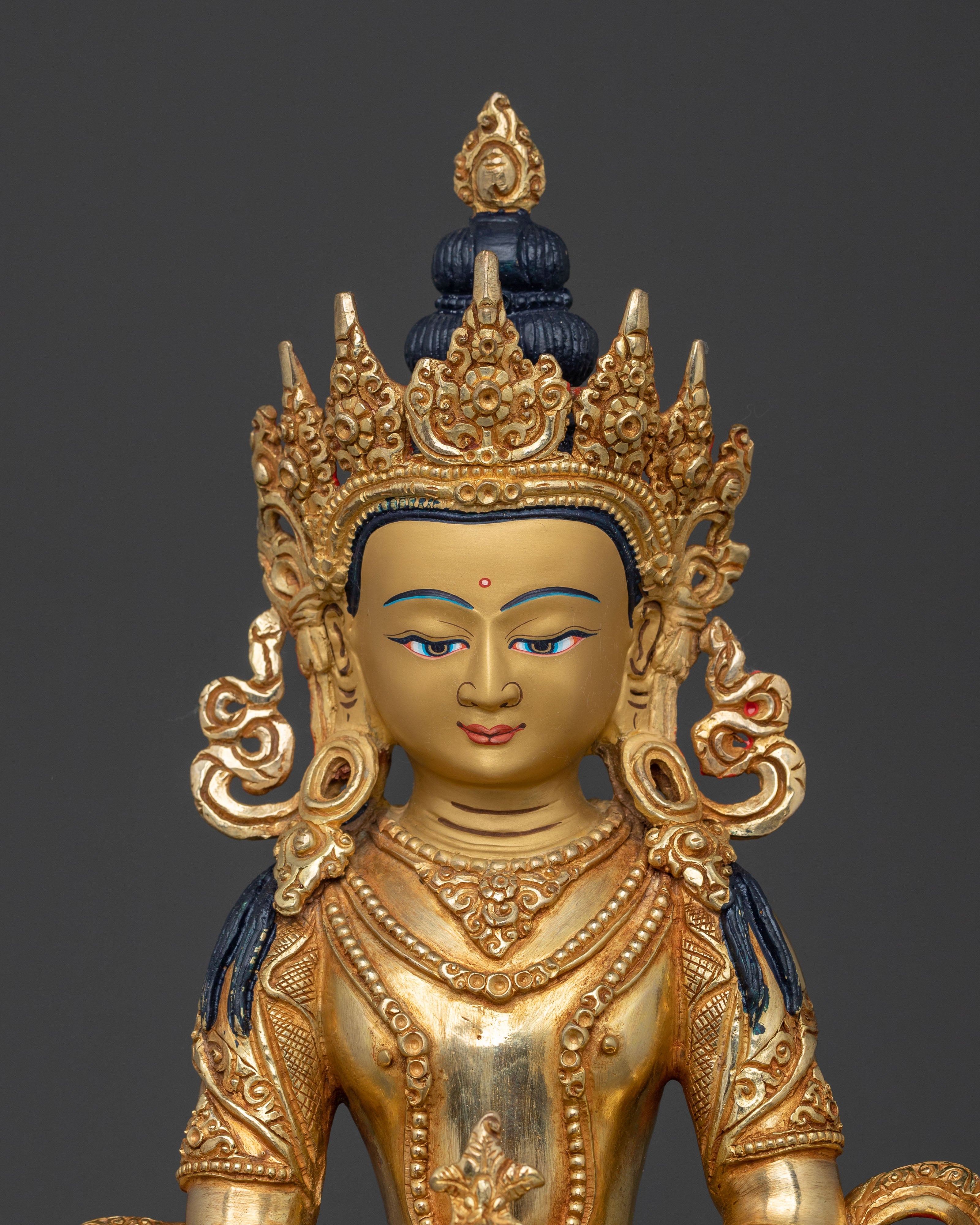 Handcrafted Amitayus Statue | 24K Gold Gilded Deity
