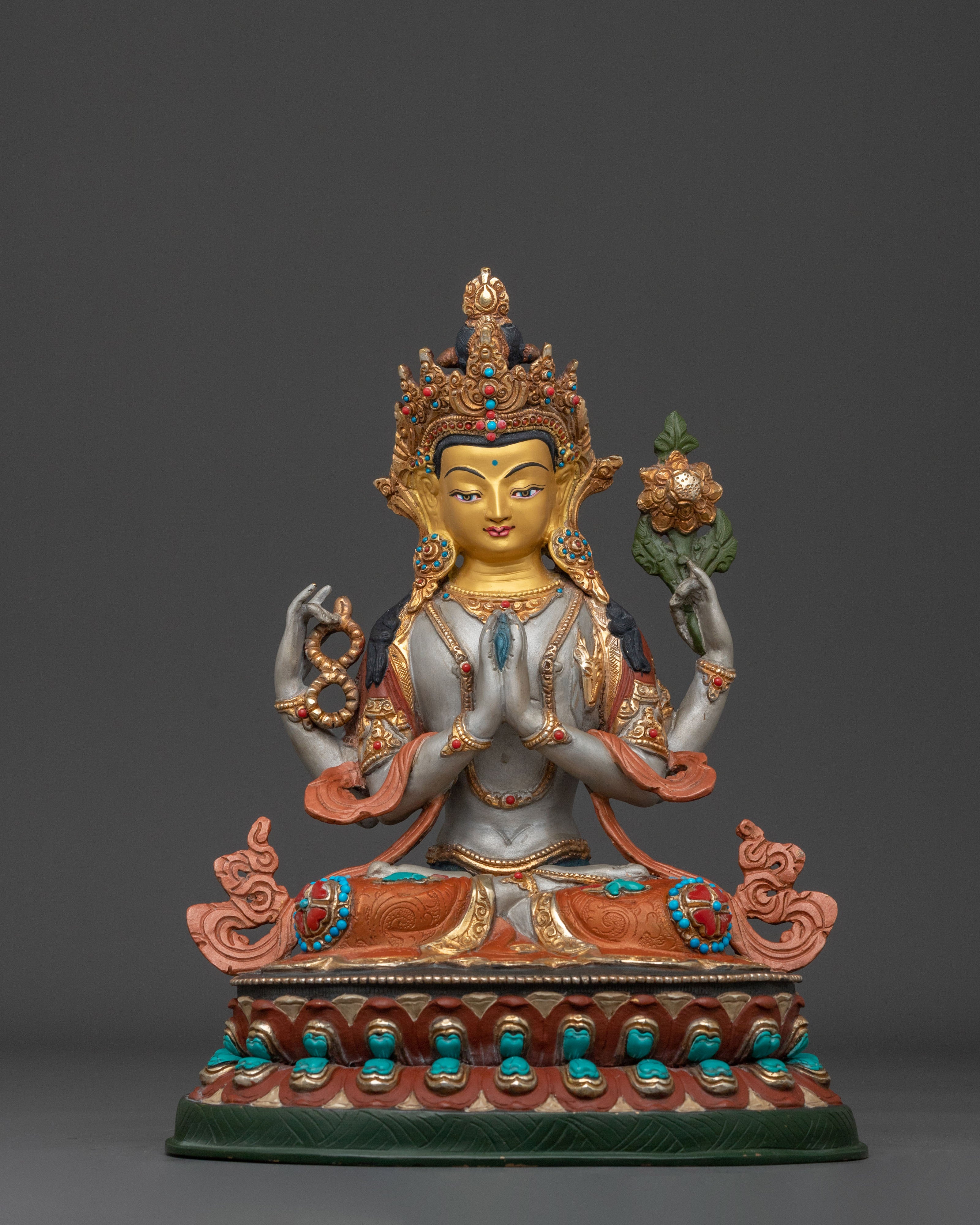 24K Gold Gilded Sacred Statue Set of Six Bodhisattva