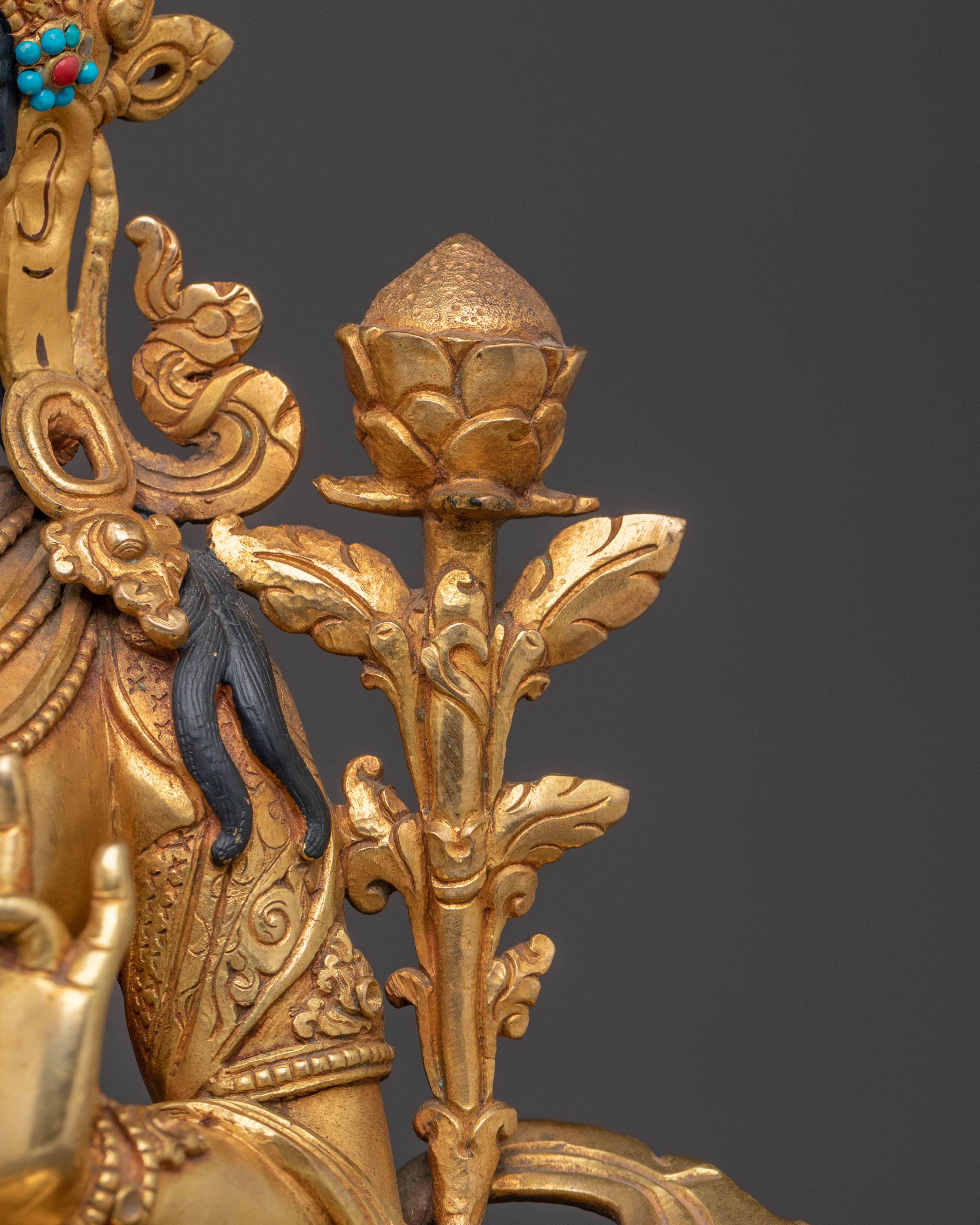 Golden Green Tara Peace Statue | Spiritual Home Decor