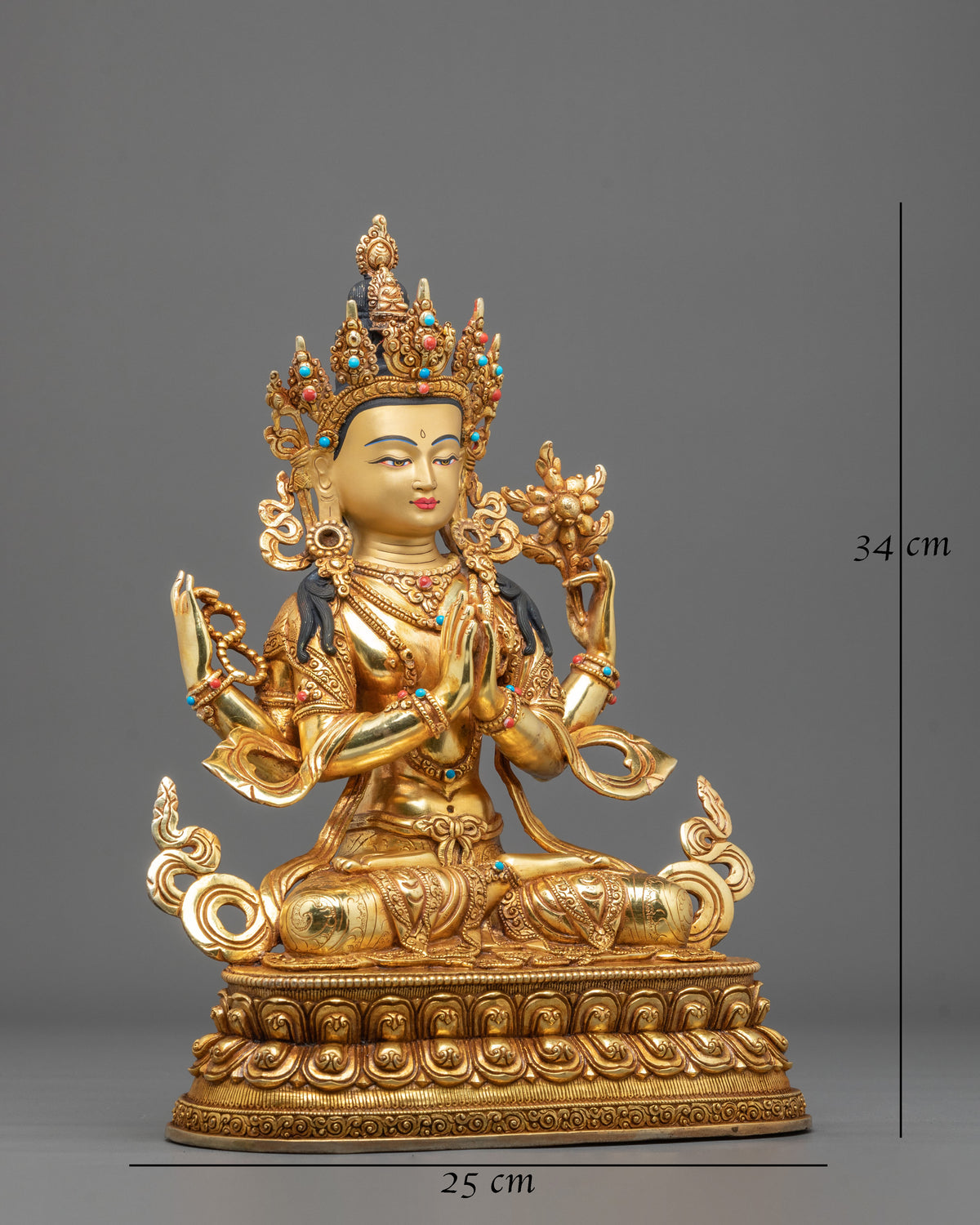Four Armed Chenrezig Handmade Sculpture