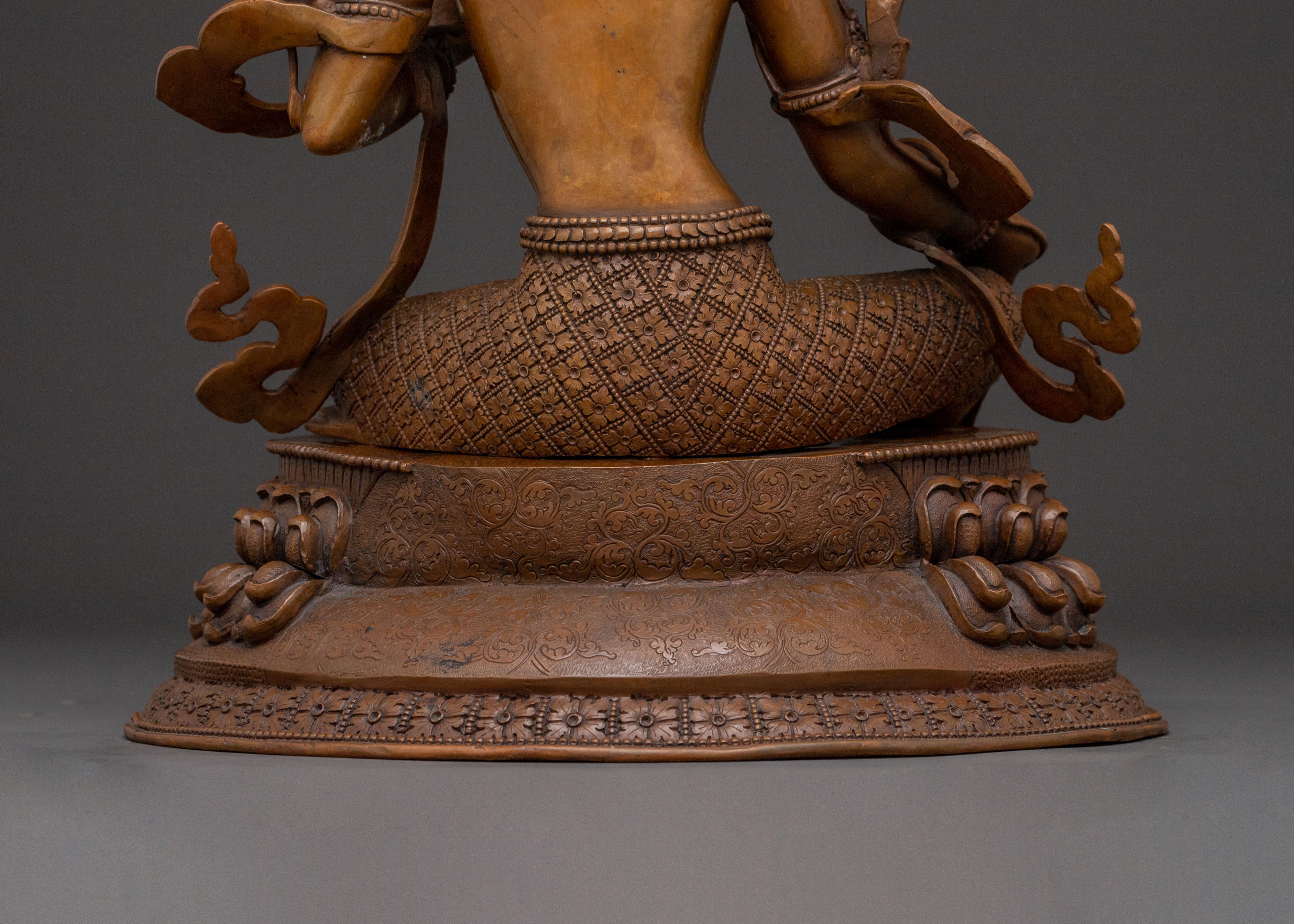 Savior Green Tara Copper Statue | Meditation Elegance