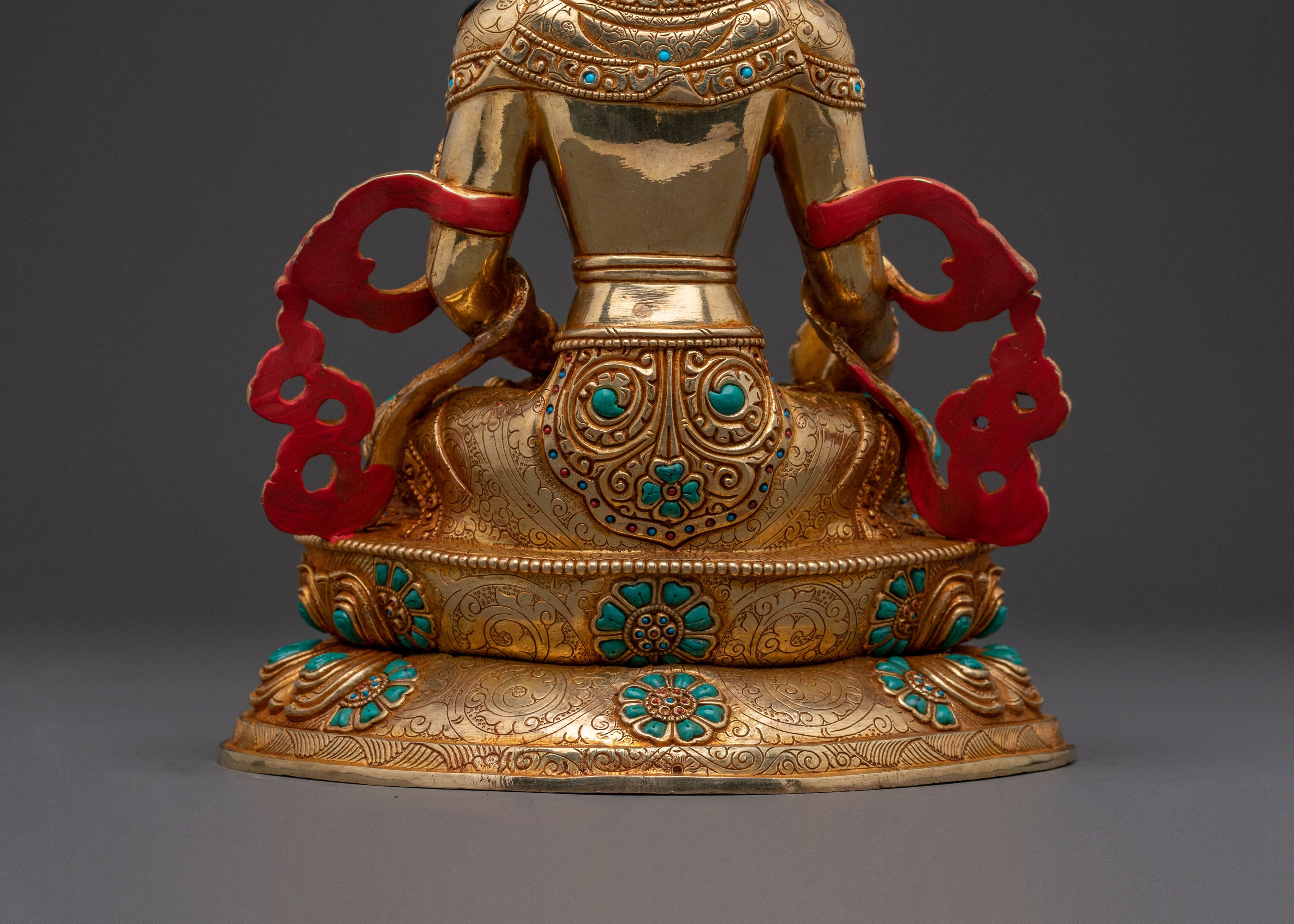 Golden Kshitigarbha Copper Statue | Serene Devotional Art