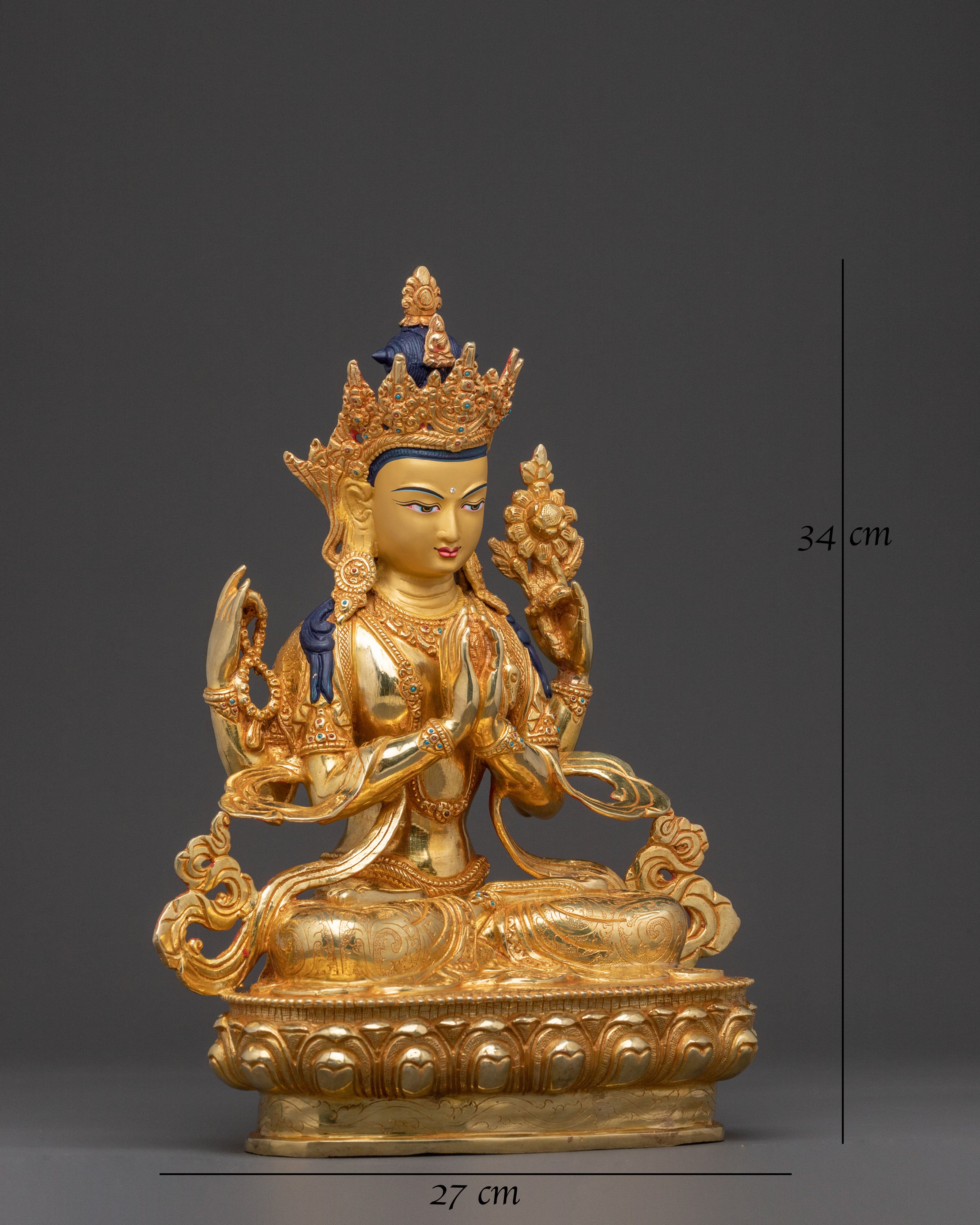 Handcrafted Blessing Statue of Chenrezig | Compassion Deity Sculpture