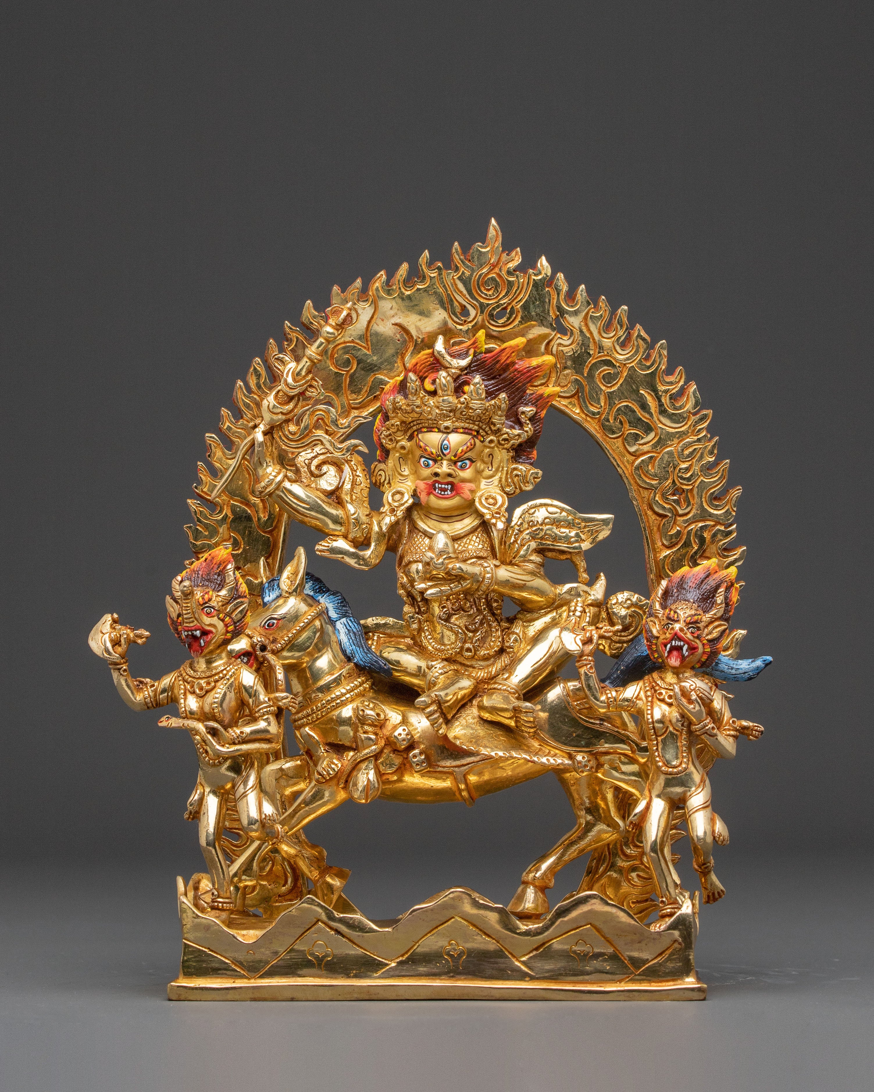 Wrathful Protectress Palden Lhamo Statue | 24K Gold Gilded