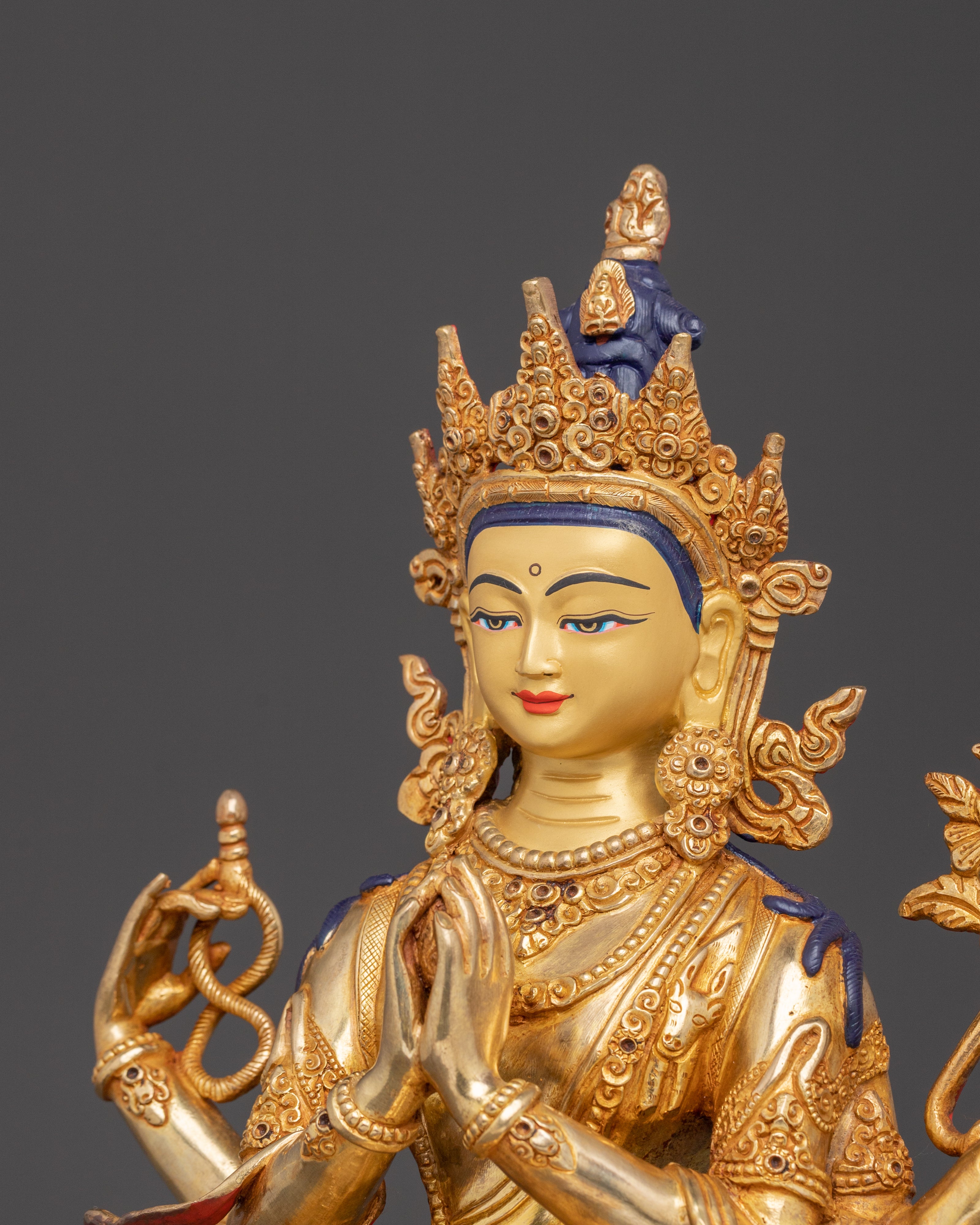 Bodhisattva Chenrezig Golden Statue | Handmade in Nepal