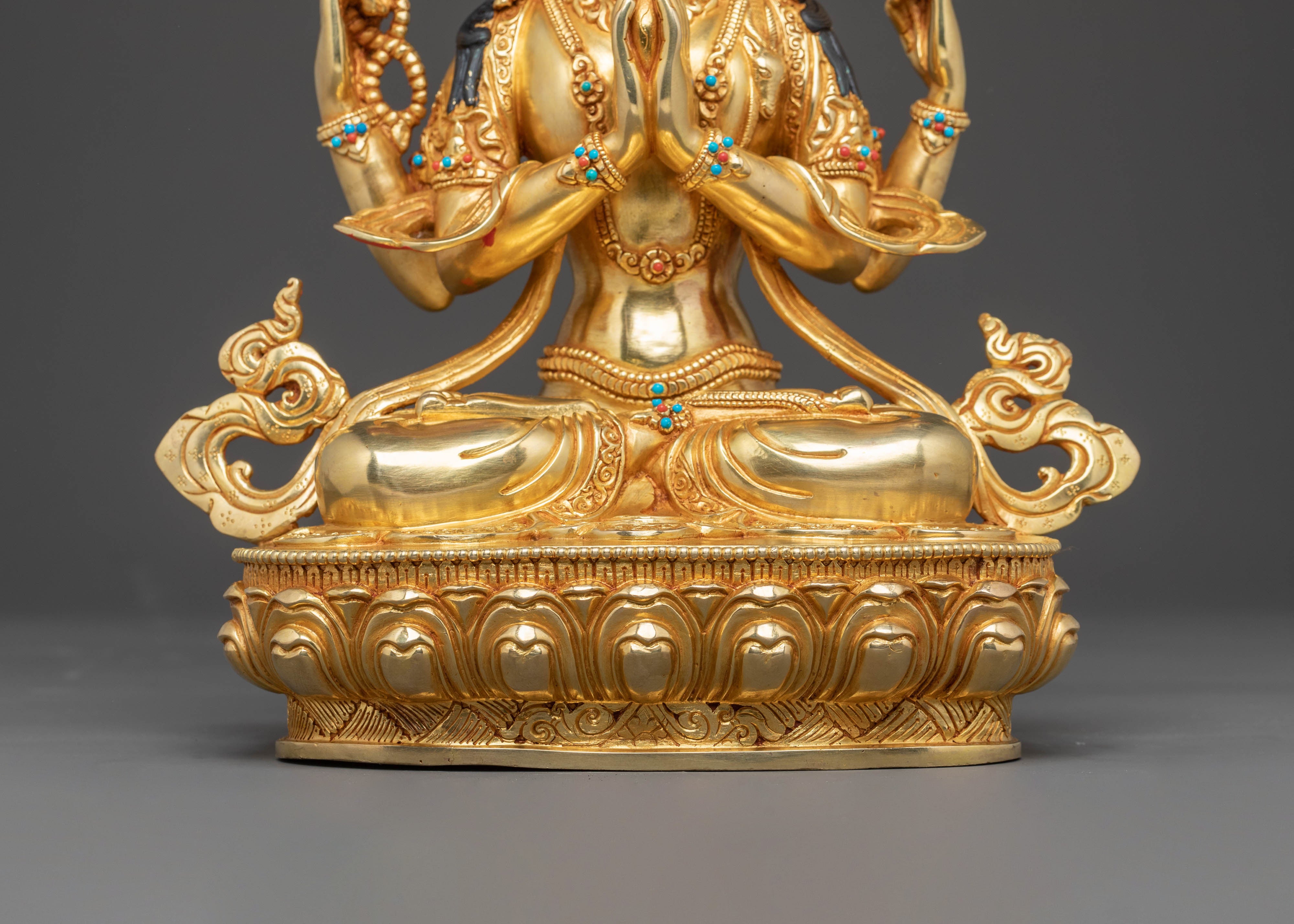 Chenrezig Compassion Statue | Handcrafted 24K Gold Gilded