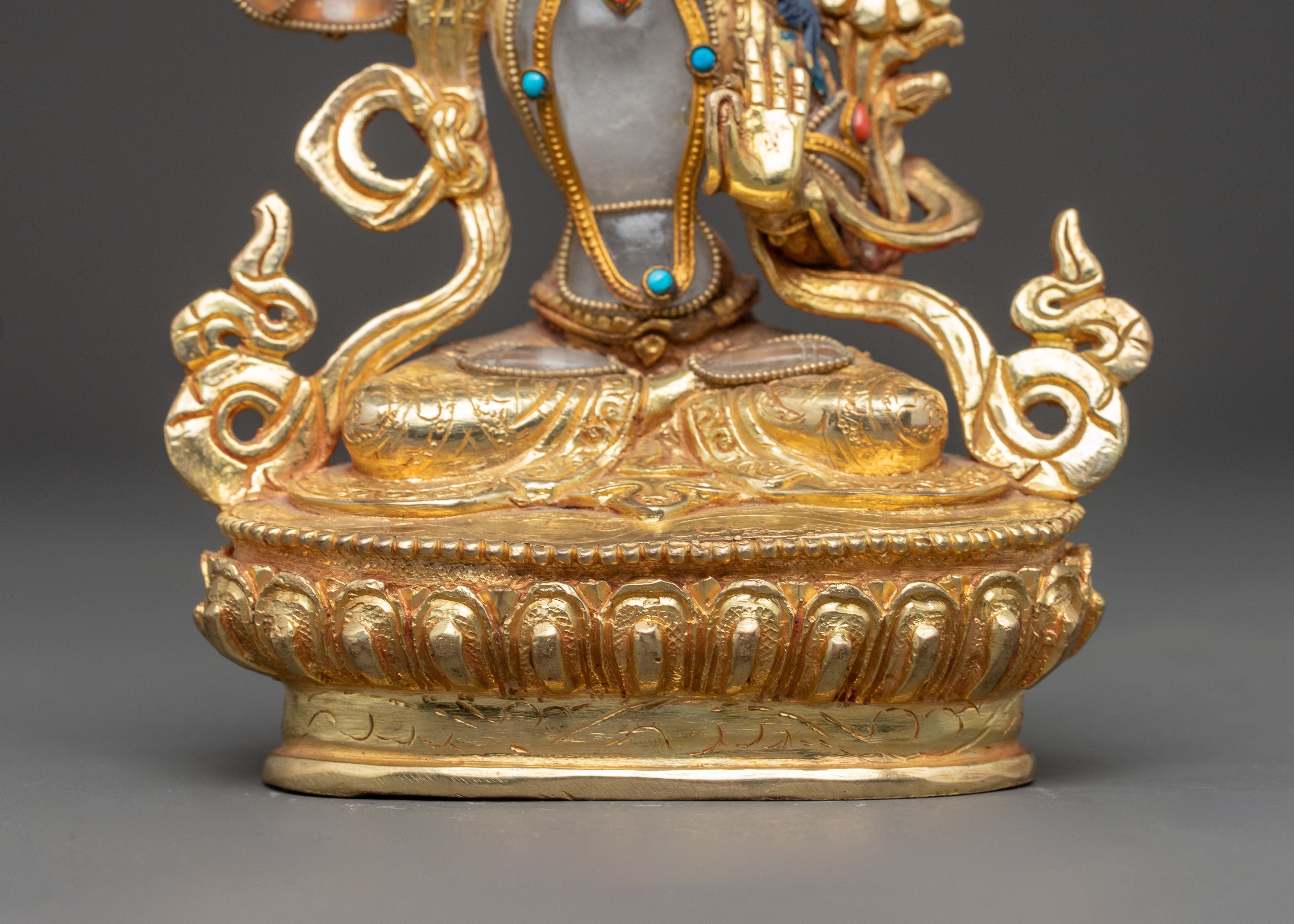 Handcrafted Crystal Bodhisattva Manjushri Statue