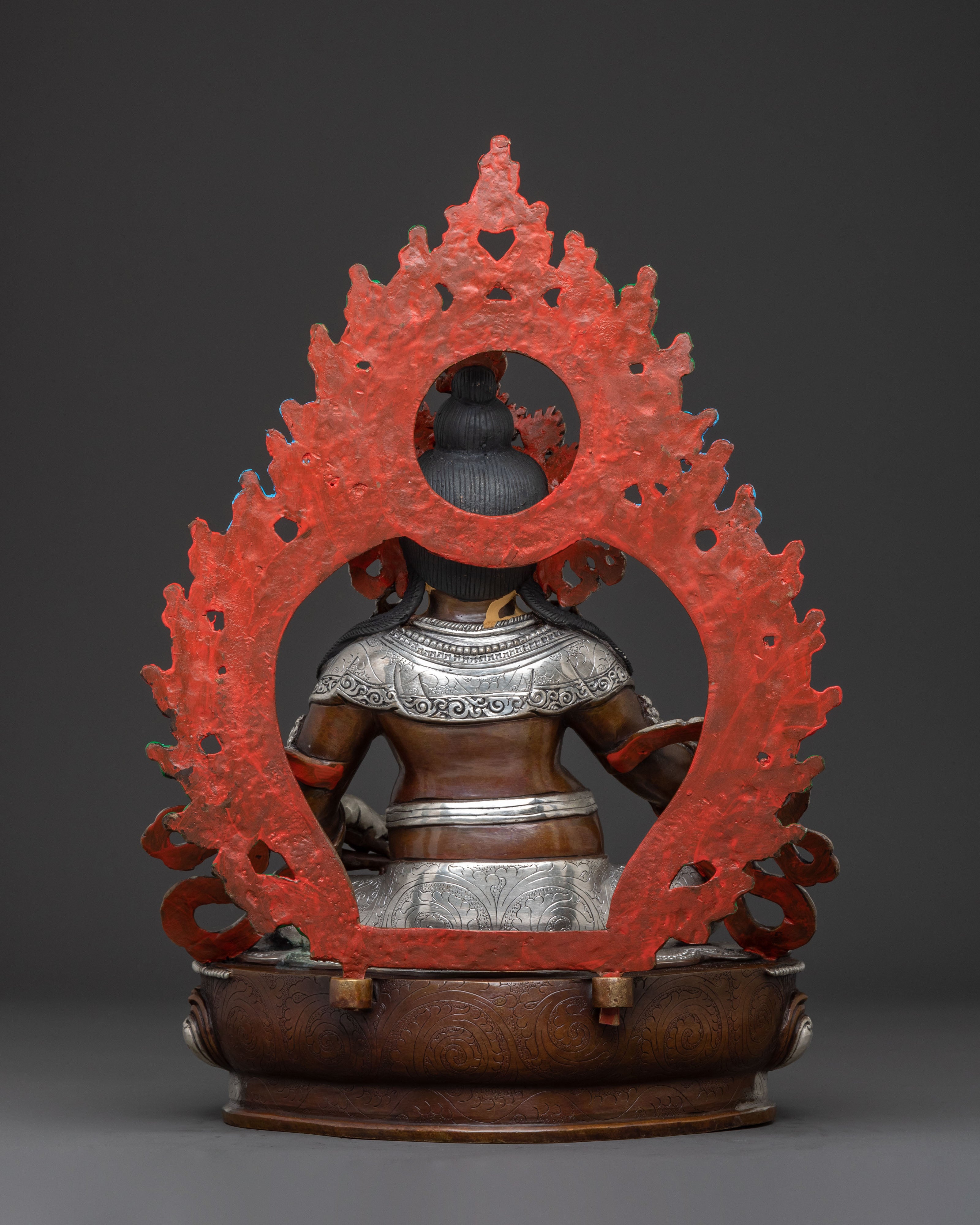 Dzambhala Copper Handcrafted Statue with Silver Accents