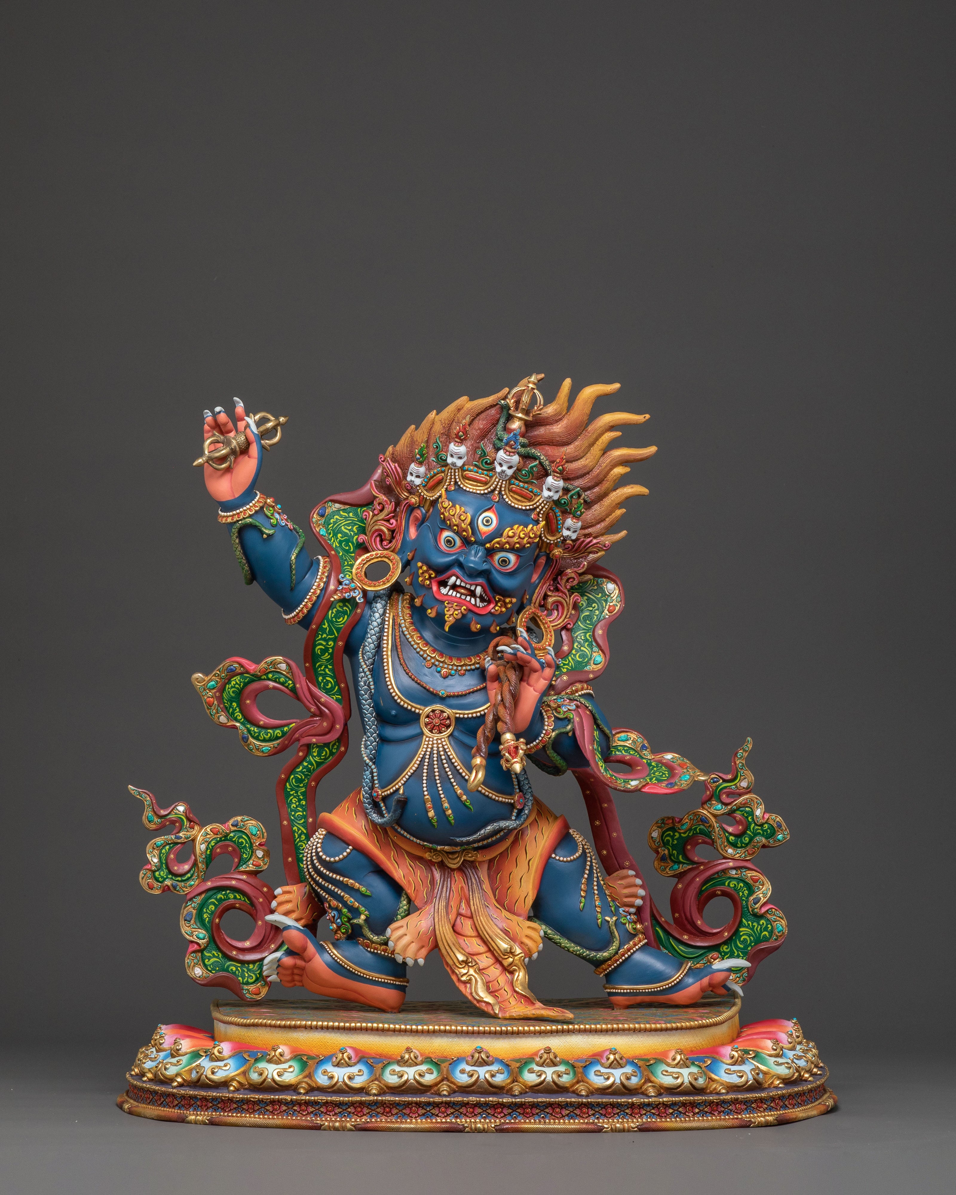 Golden Vajrapani Blessing Statue: Gilded Majesty from Nepal
