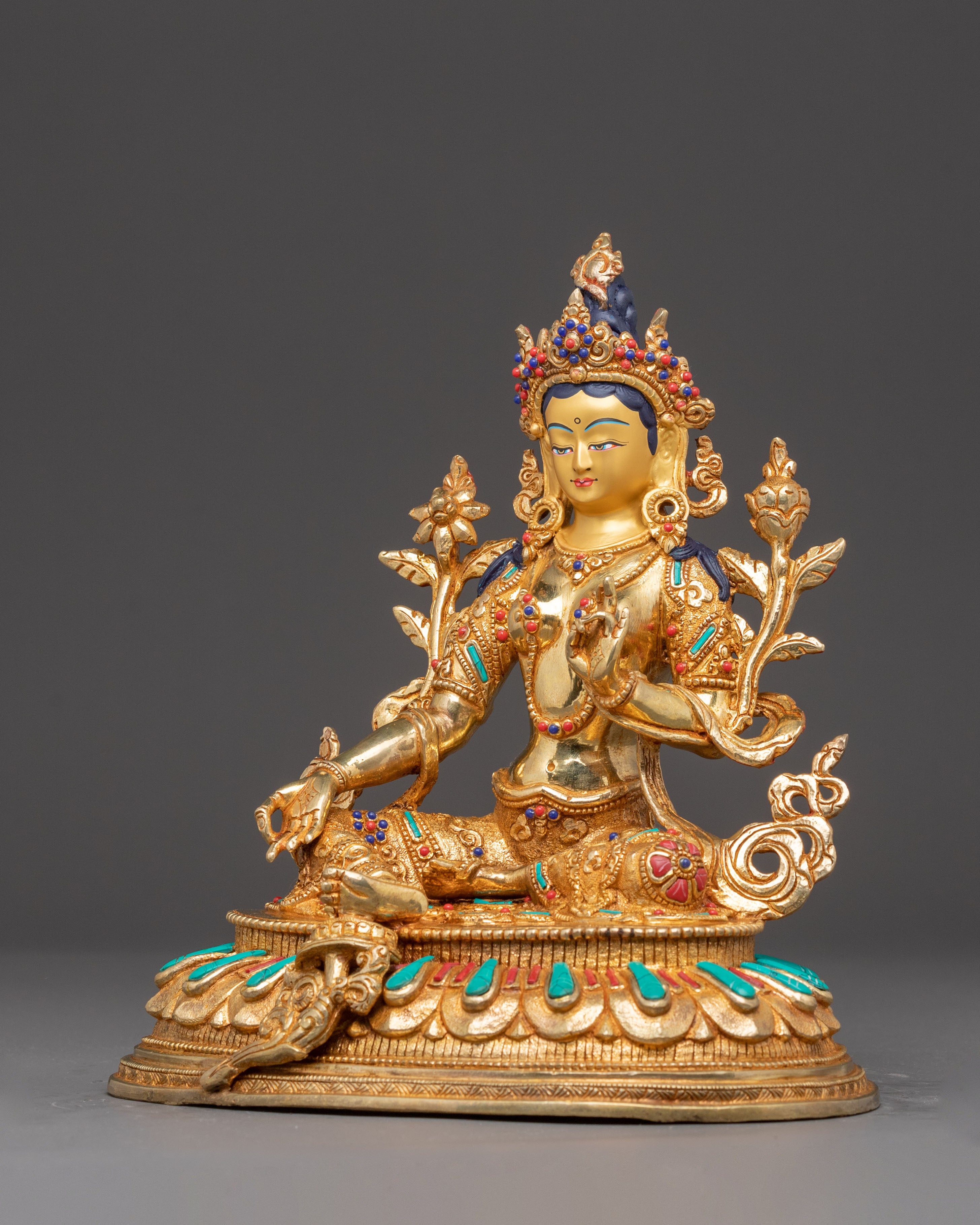 Handcrafted Copper Statue of Mother Green Tara | Female Buddha