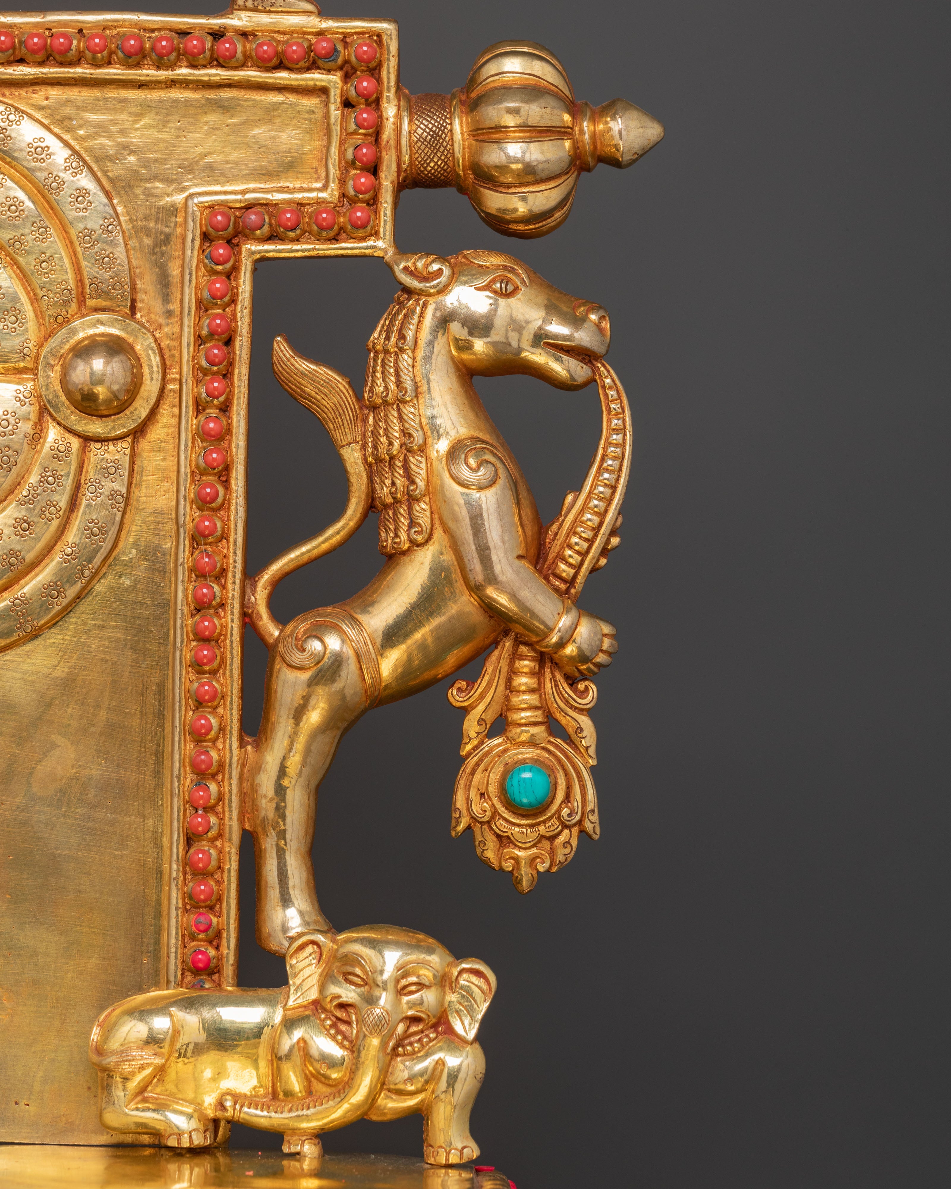 Sacred Statue of Shakyamuni Buddha in Throne – 24K Gold Gilded Artistry