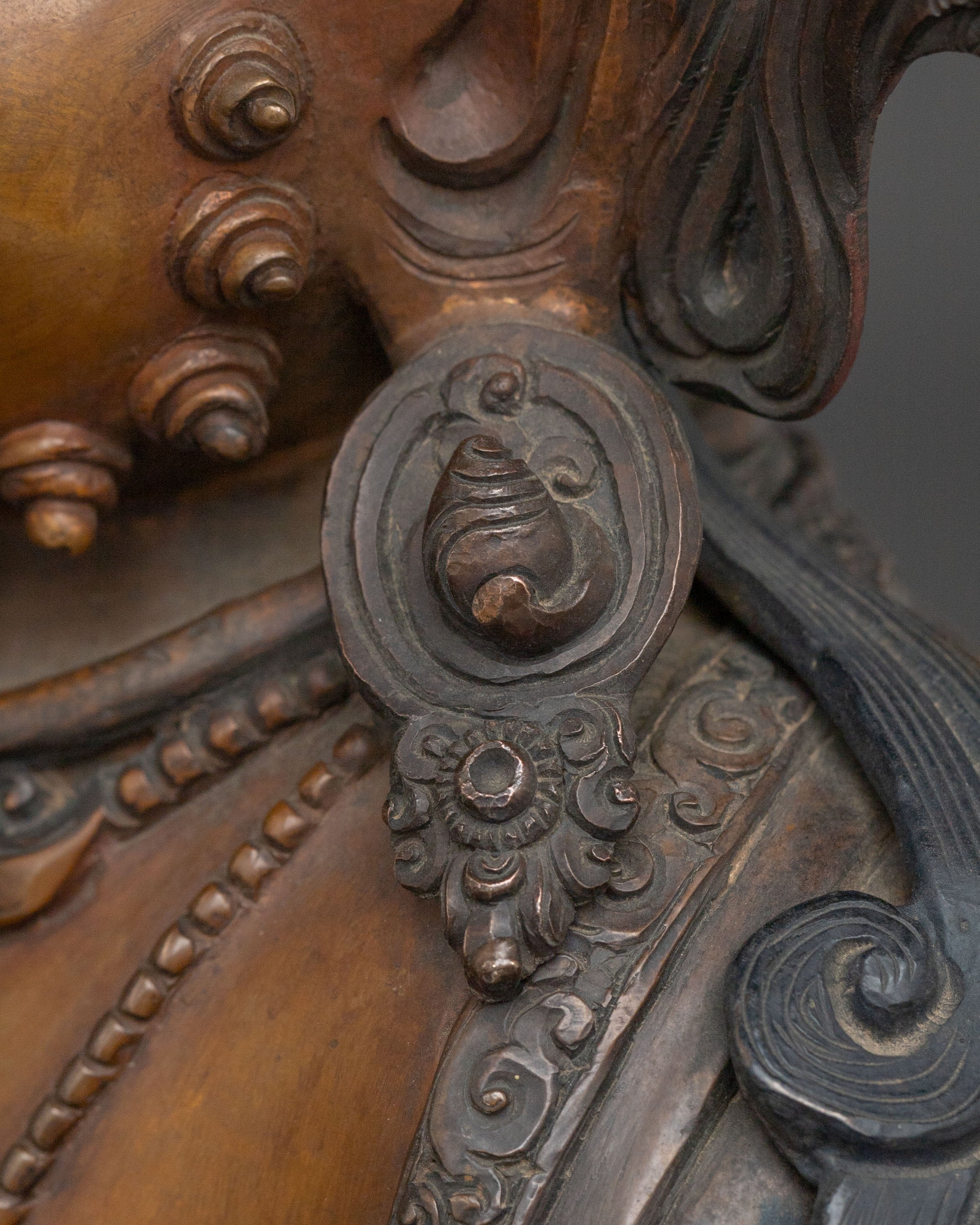 Tibetan Buddhist Dzambhala Statue: Oxidized Copper
