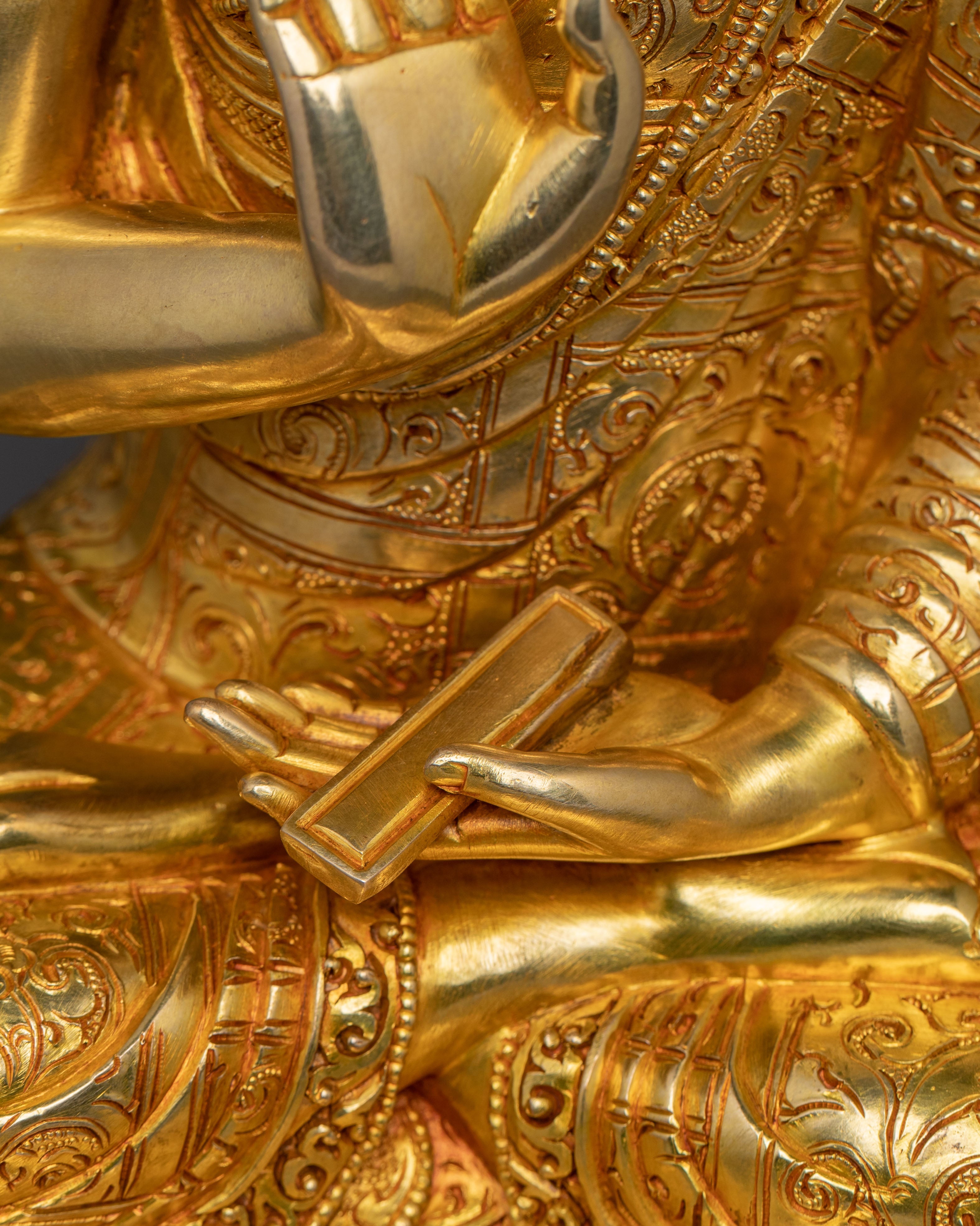 Master Je Tsongkhapa with Disciples Statue Set | Gilded Copper Artistry