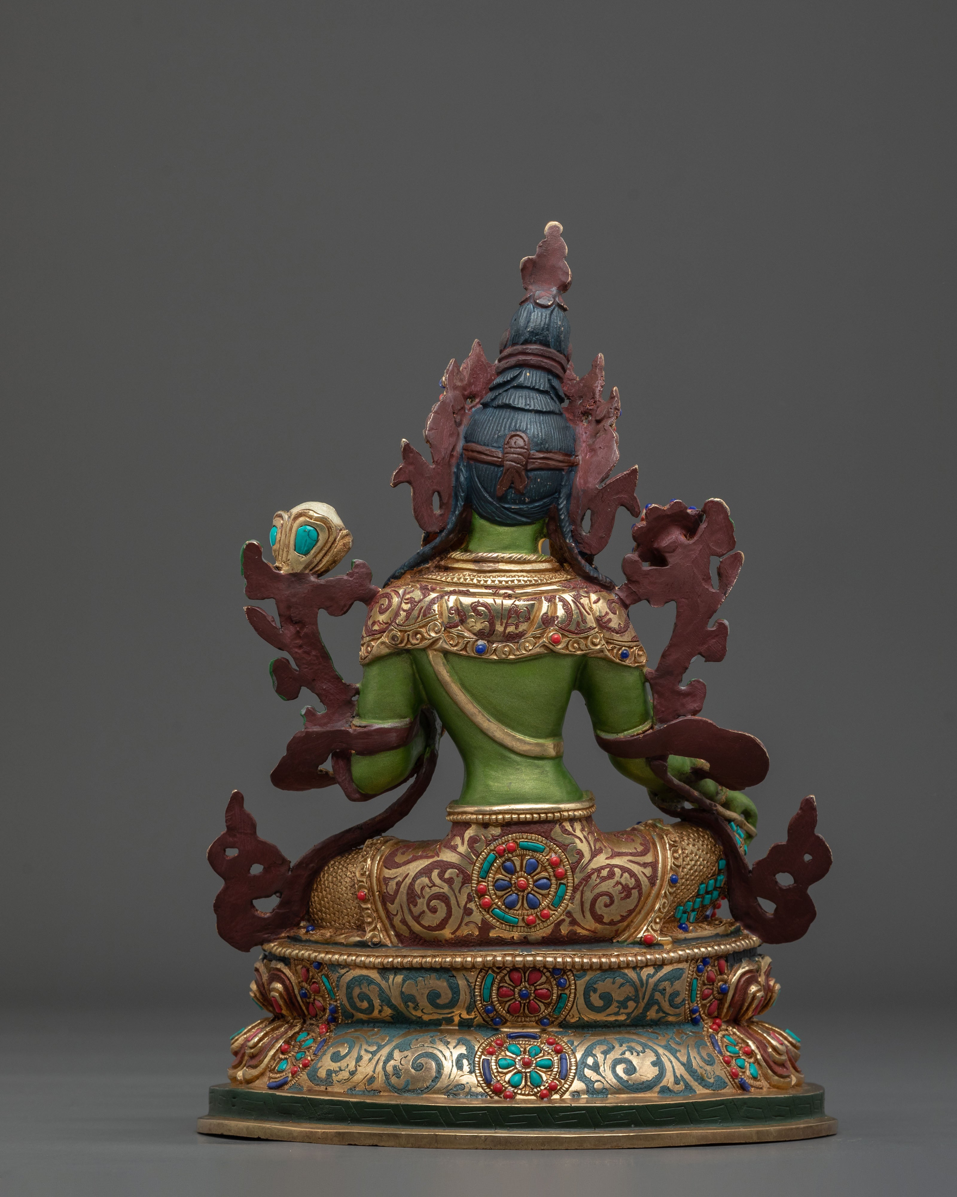 Green Tara 24K Gold Gilded Statue | Goddess of Compassion and Protection