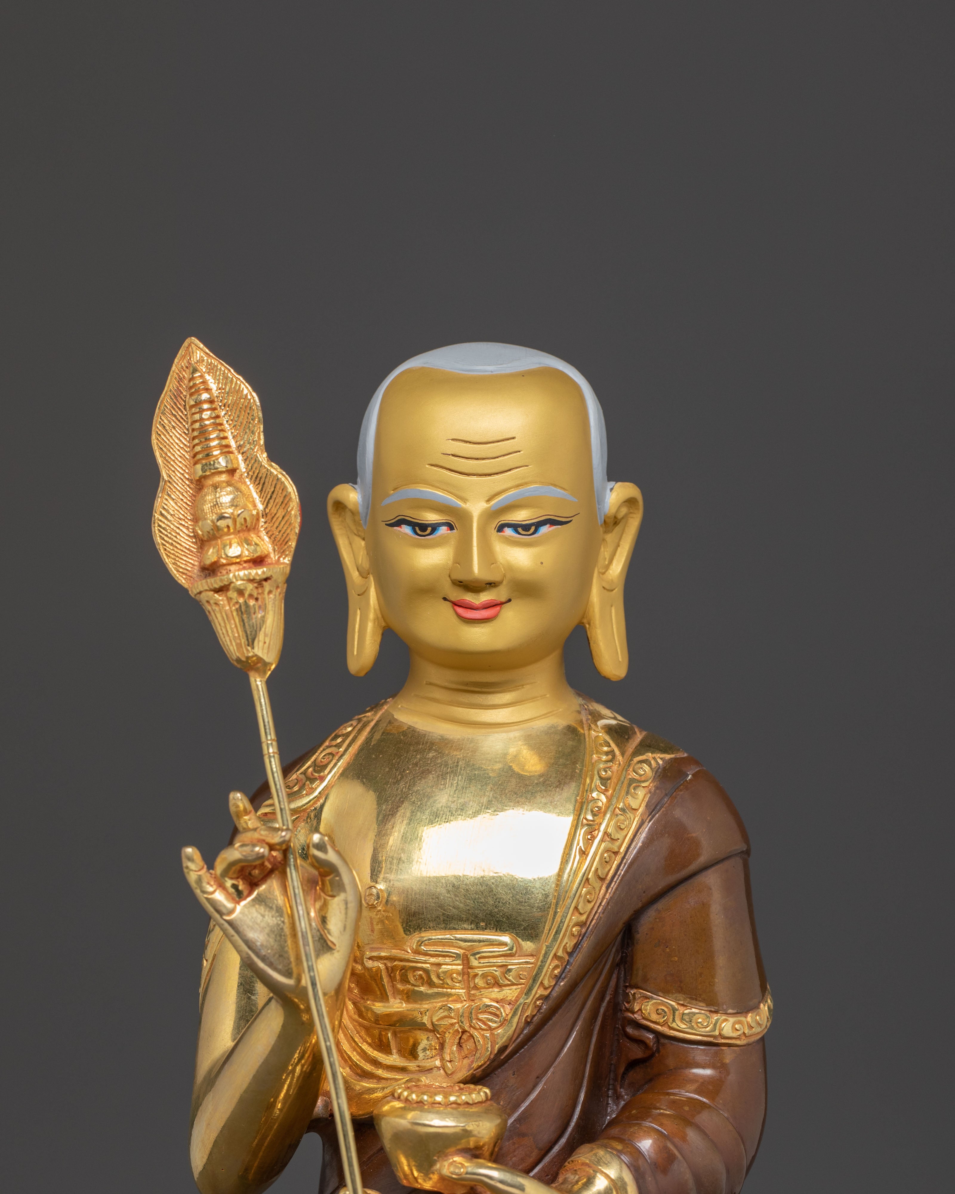 Handcrafted Shakyamuni Buddha Statue with Disciples | 24K Gold Gilded Art