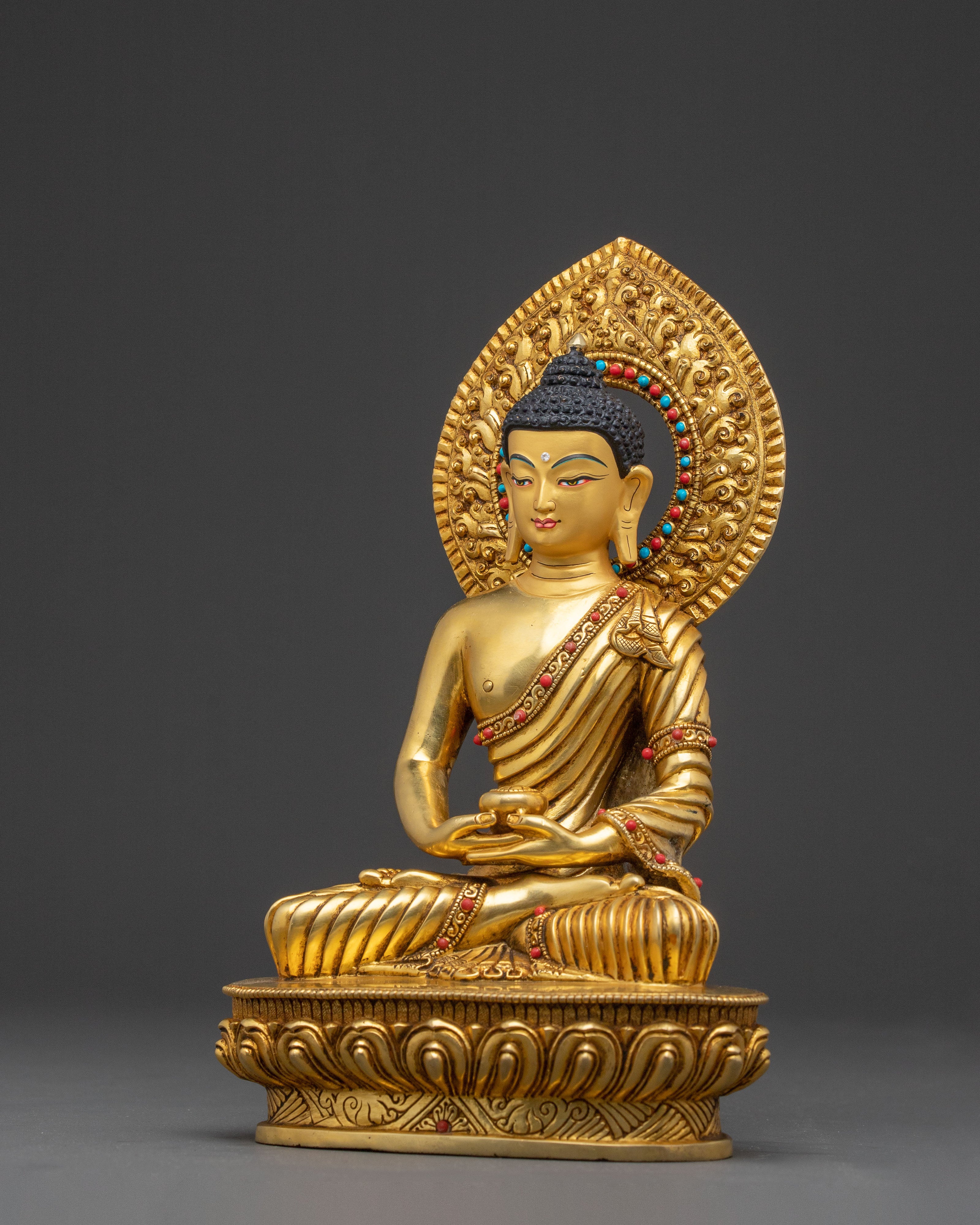 A 24K Gold Gilded Statue of Three Buddha Set: Sacred Harmony