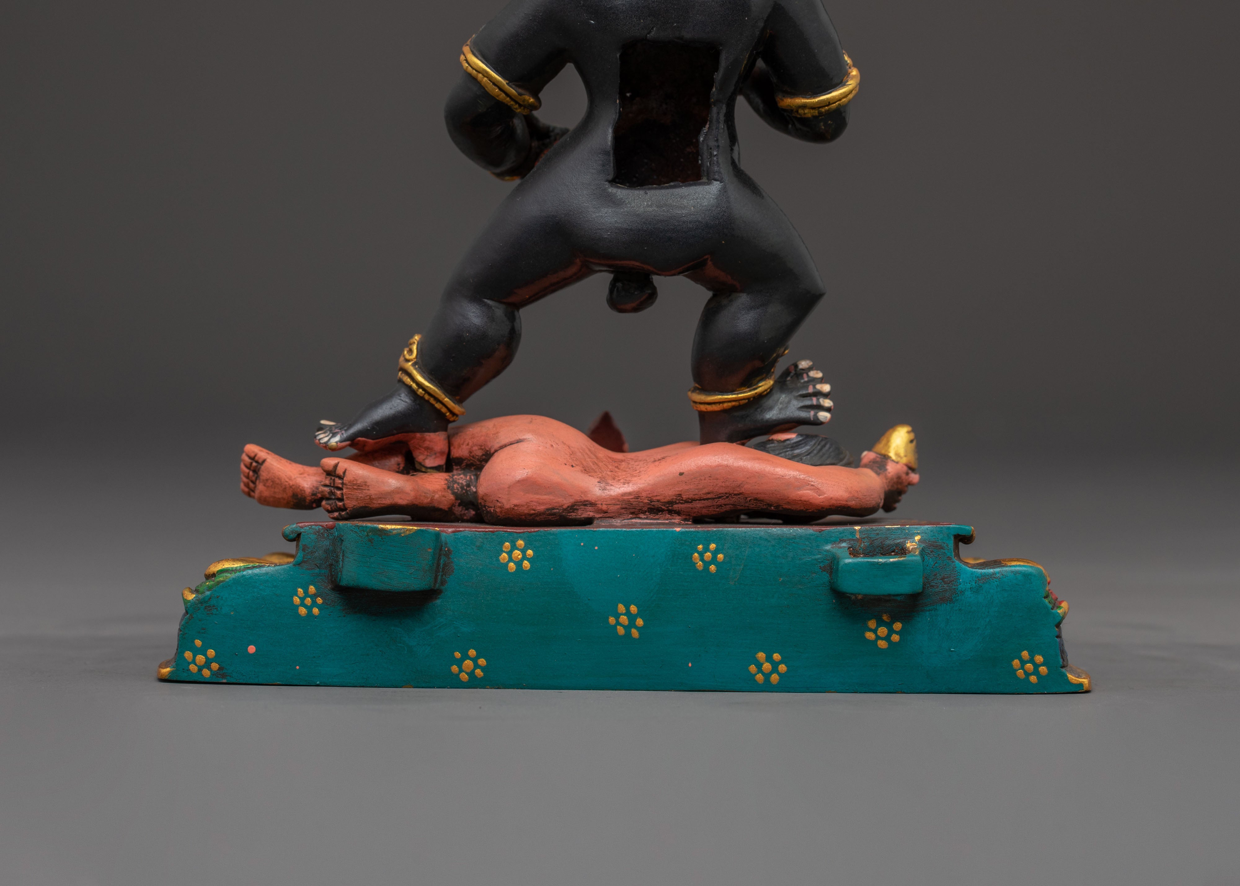 Black Dzambhala Tibetan Statue: Hand-Painted Copper Art