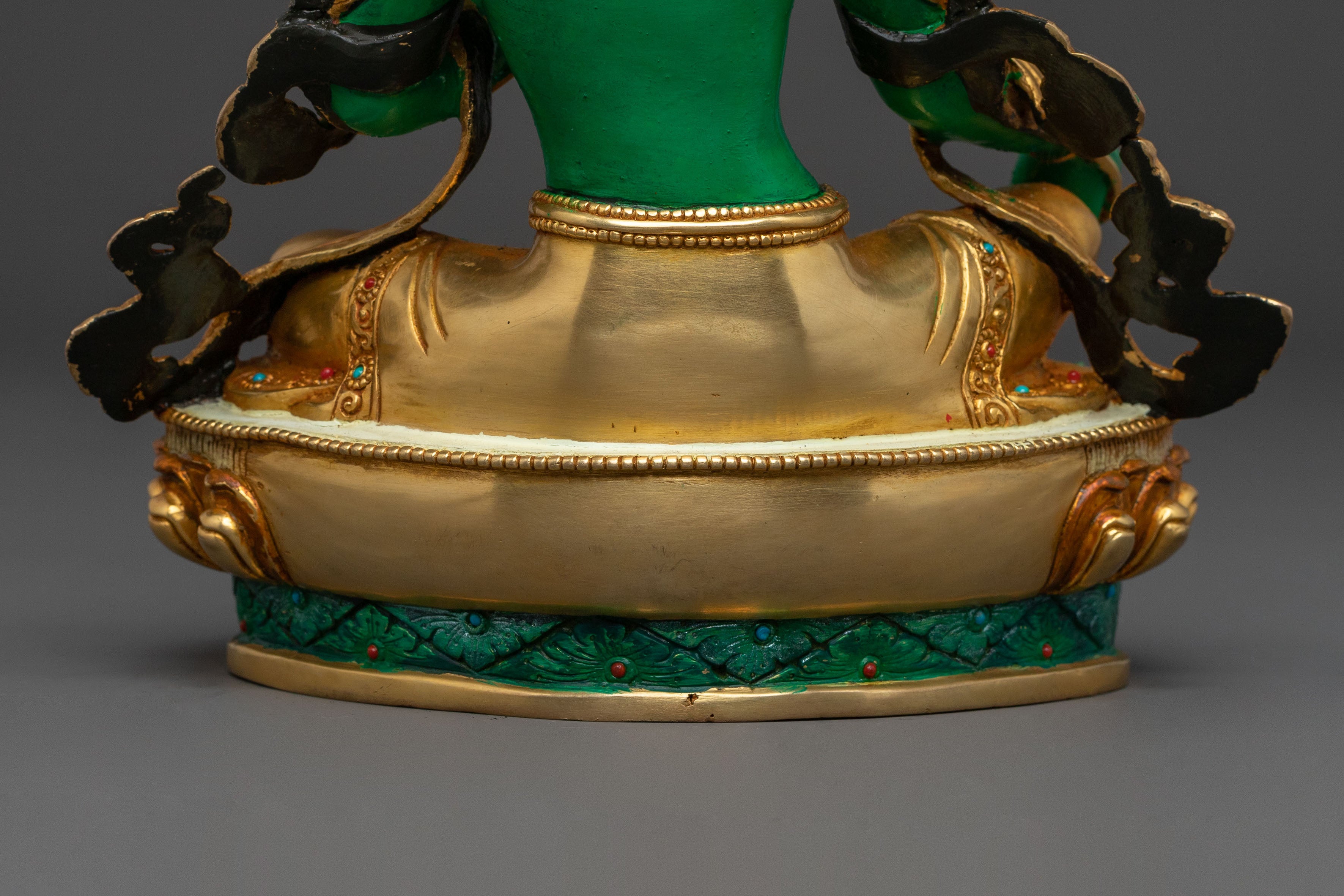 Green Tara Traditional Statue of Protection - Handcrafted Serenity