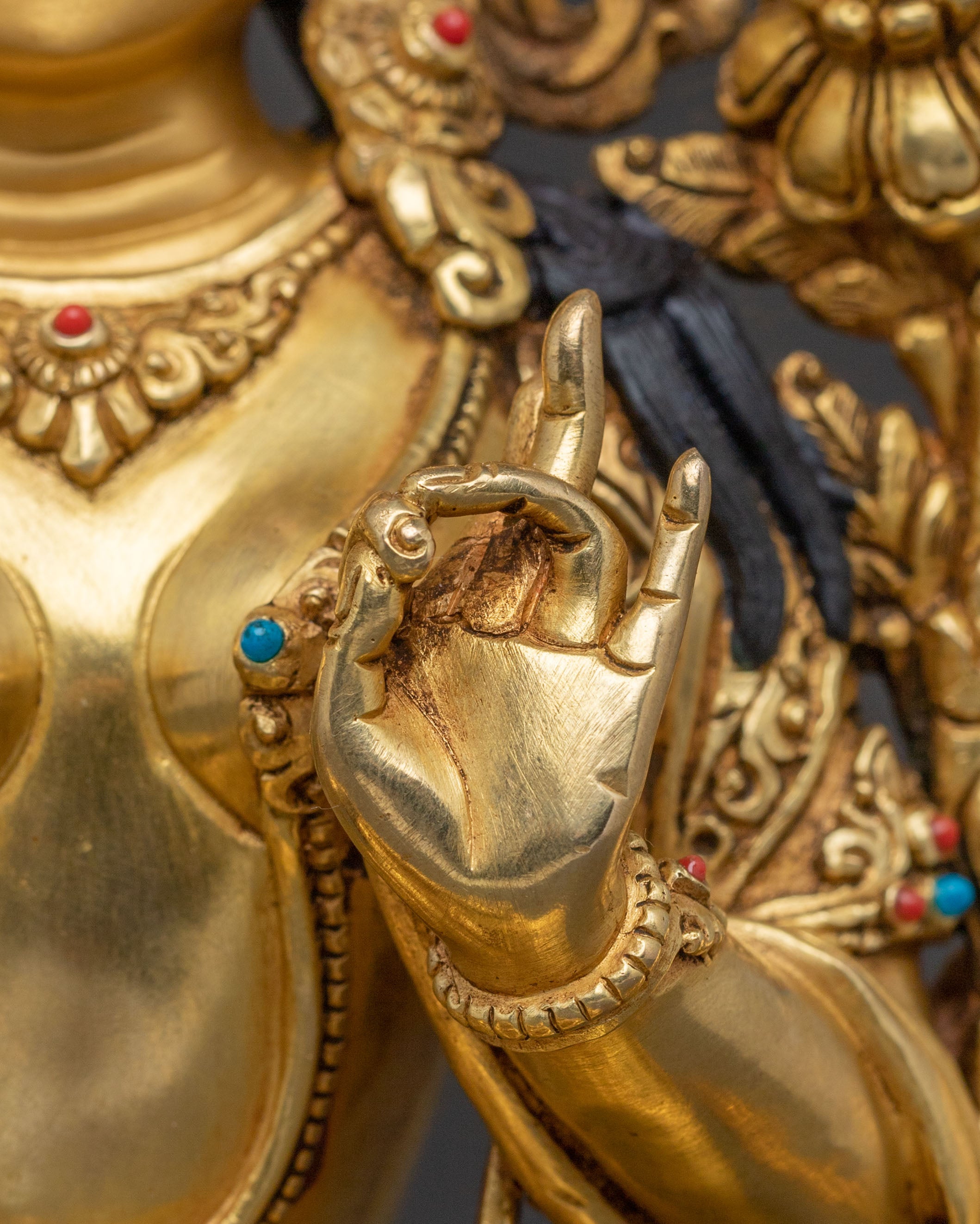 Handcrafted Statue of Green Tara – Exquisite Gilded Copper