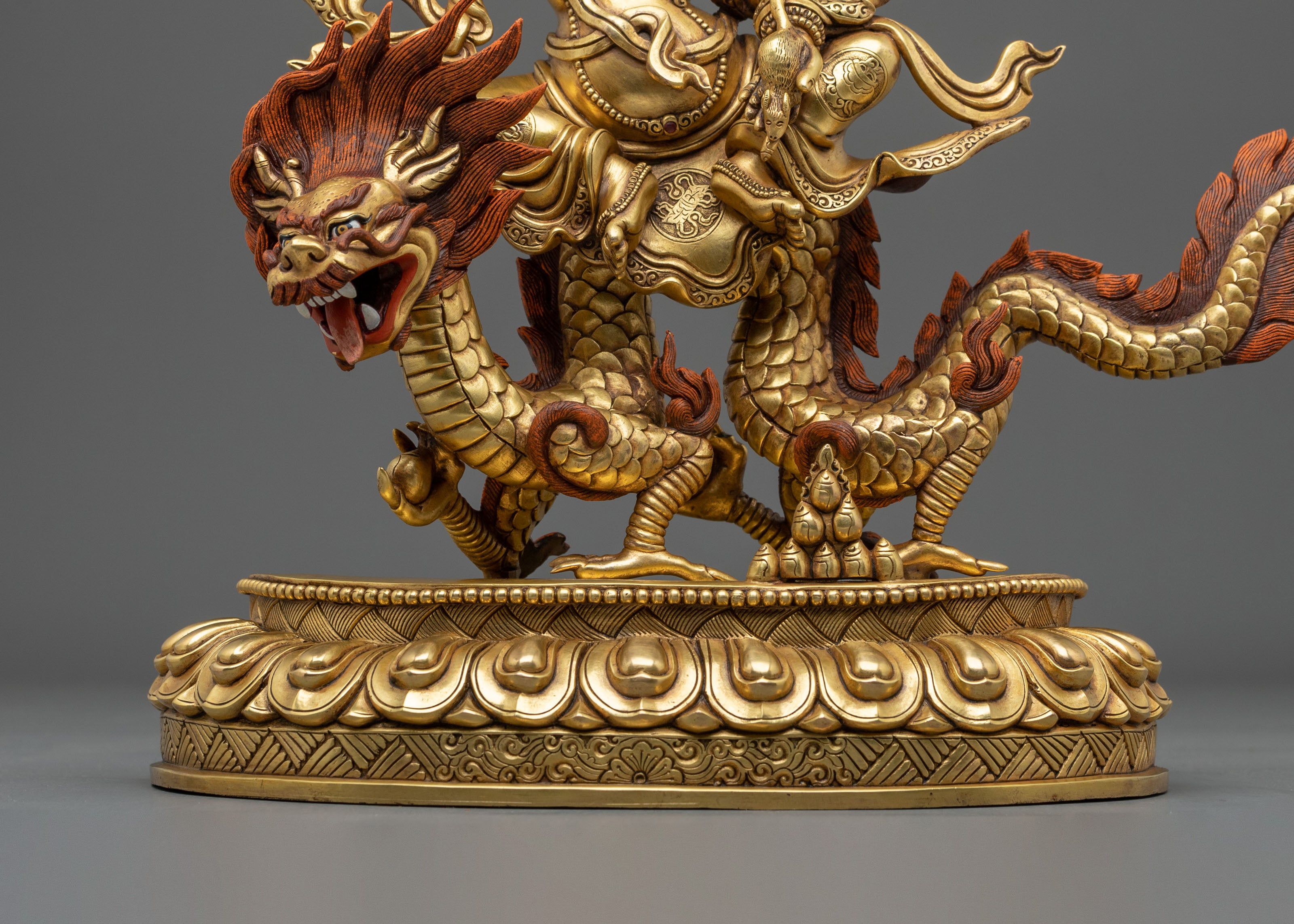 24K Gold Gilded Copper White Dzambhala Statue | Wealth Guardian