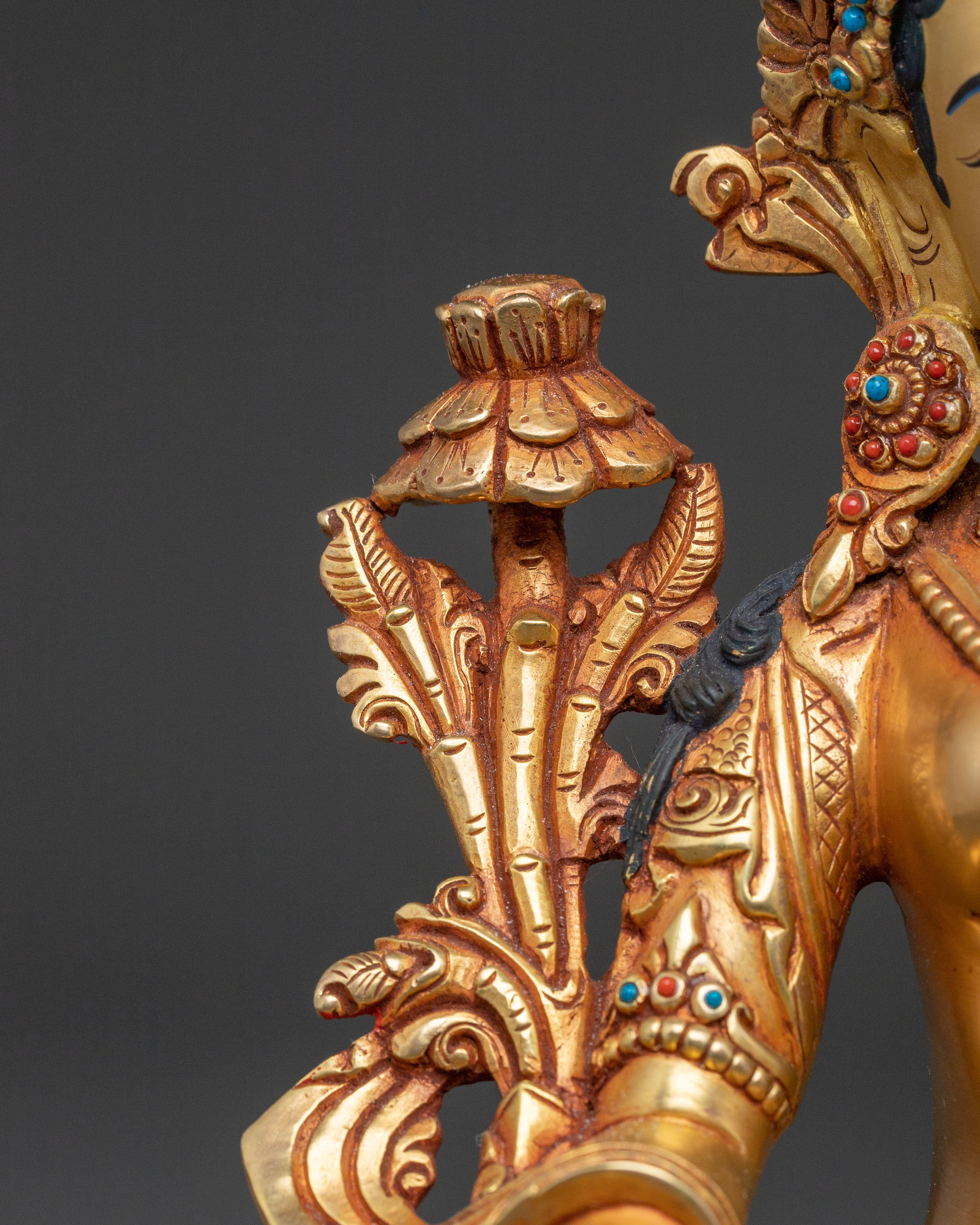 White Tara Copper Handcrafted Statue | Serene Gilded Art