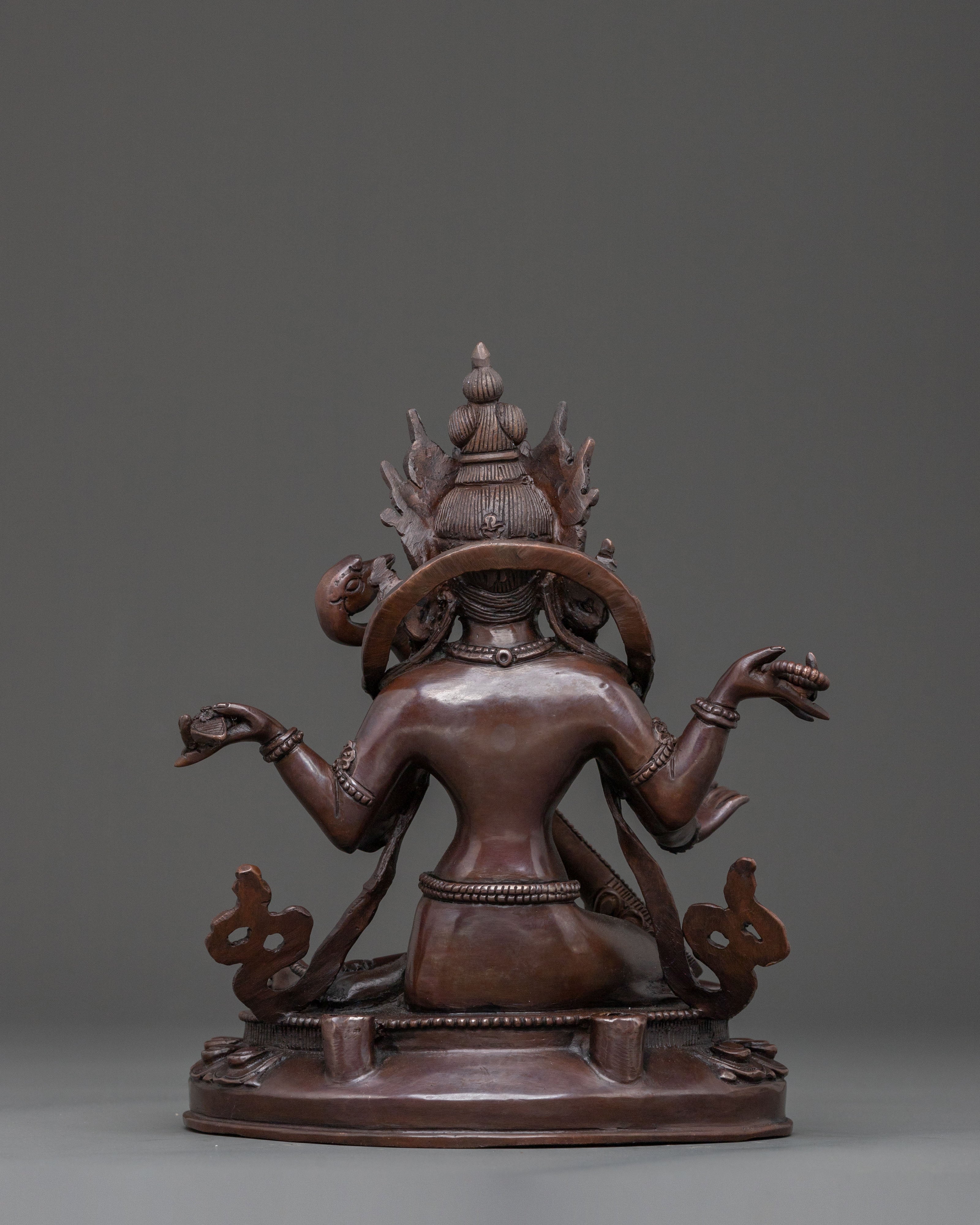 Saraswati Devi Spiritual Statue in Oxidized Copper