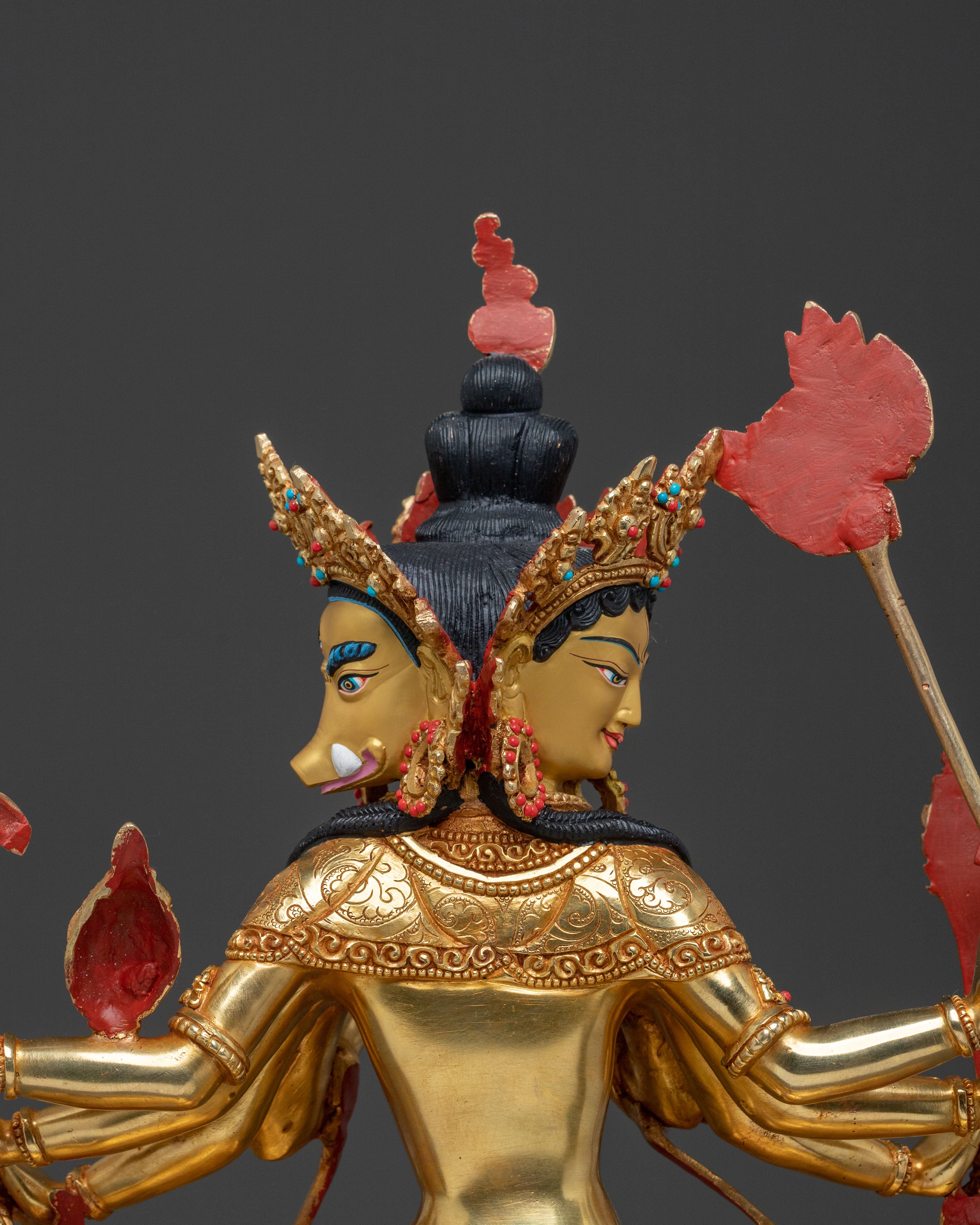 Marici Sacred Statue: 24K Gold Gilded Himalayan Figure
