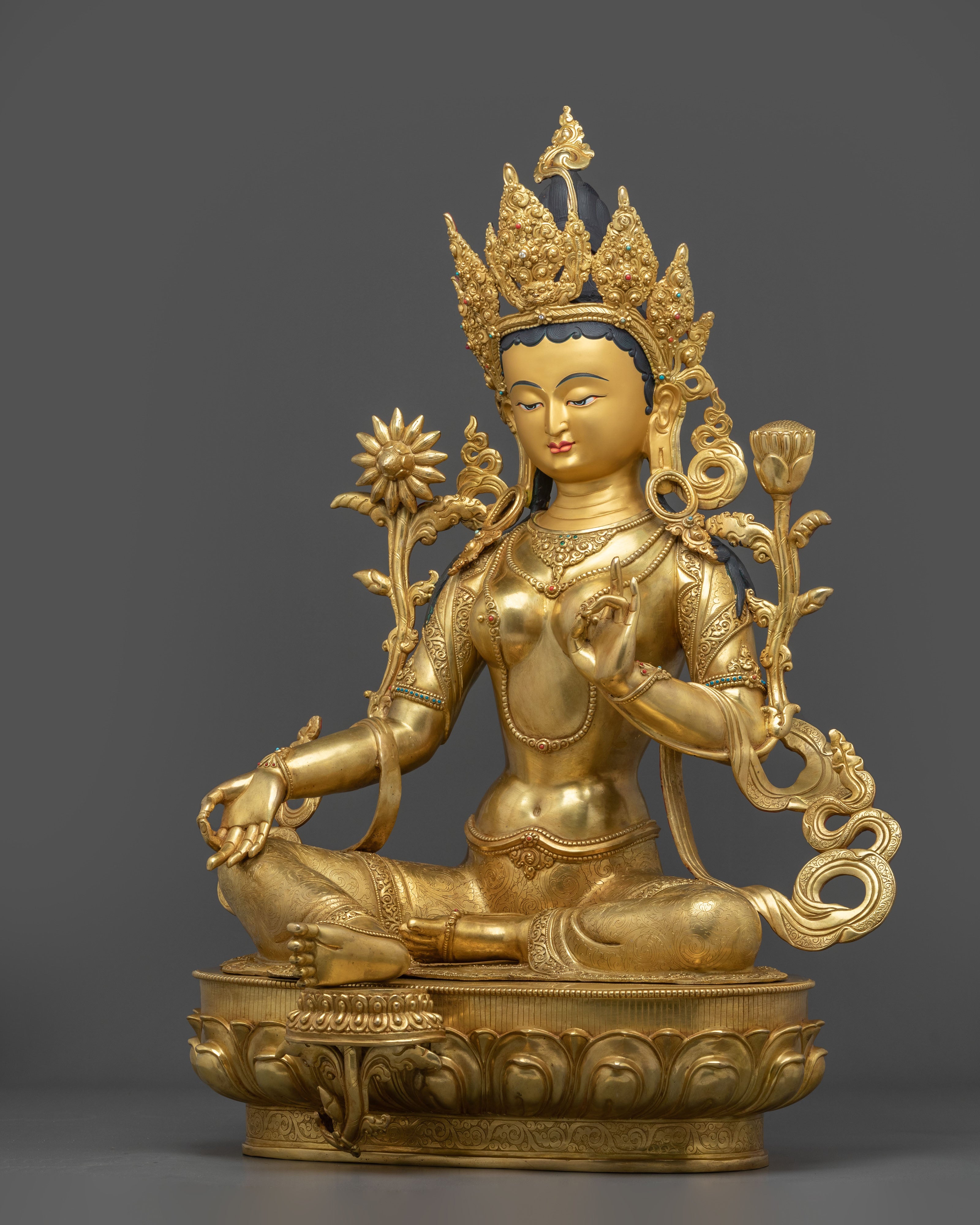 Green Tara Figurine | 67-cm Tall Golden Sculpture