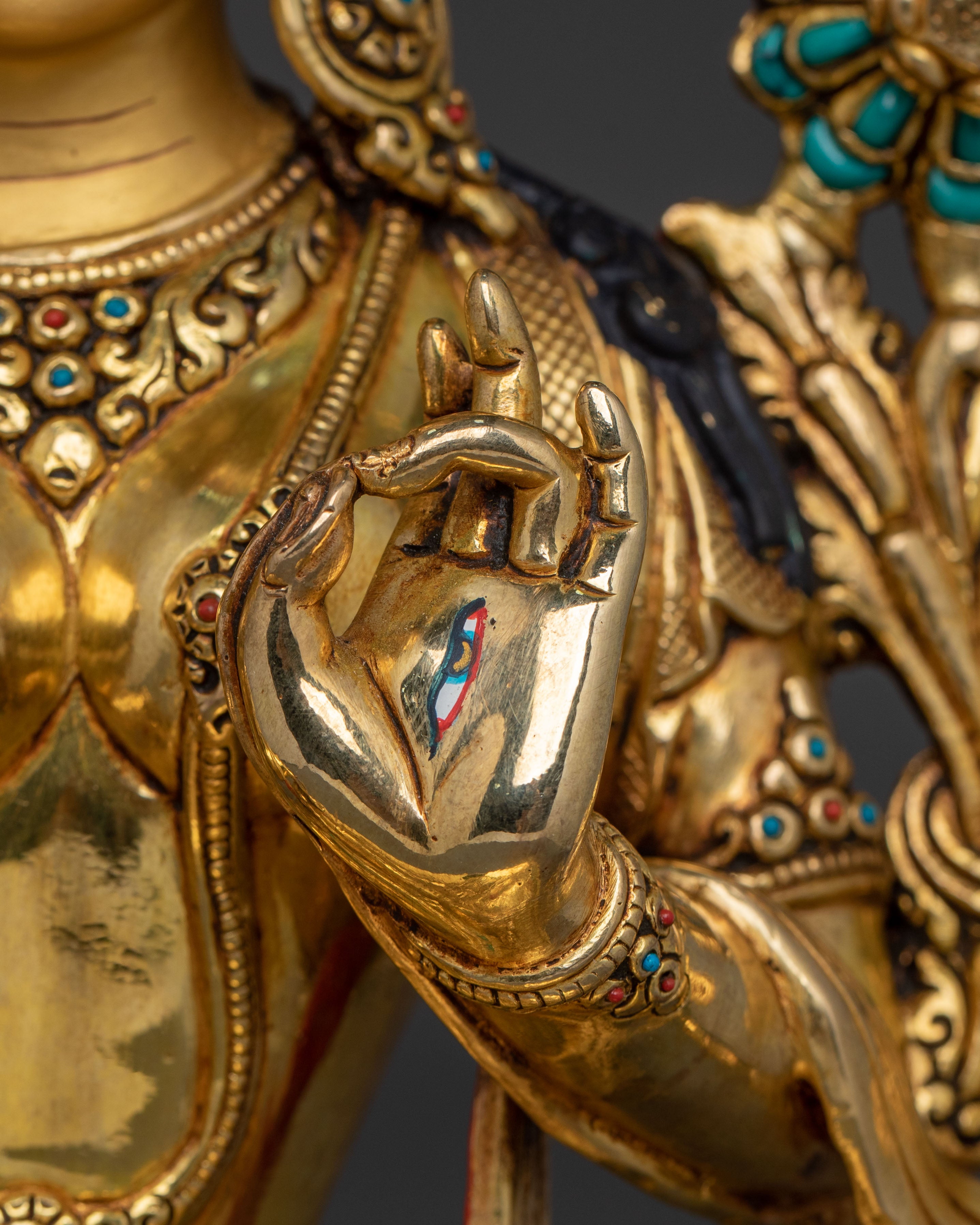 White Tara Tibetan Buddhist Statue | Gold Gilded Copper Sacred Sculpture