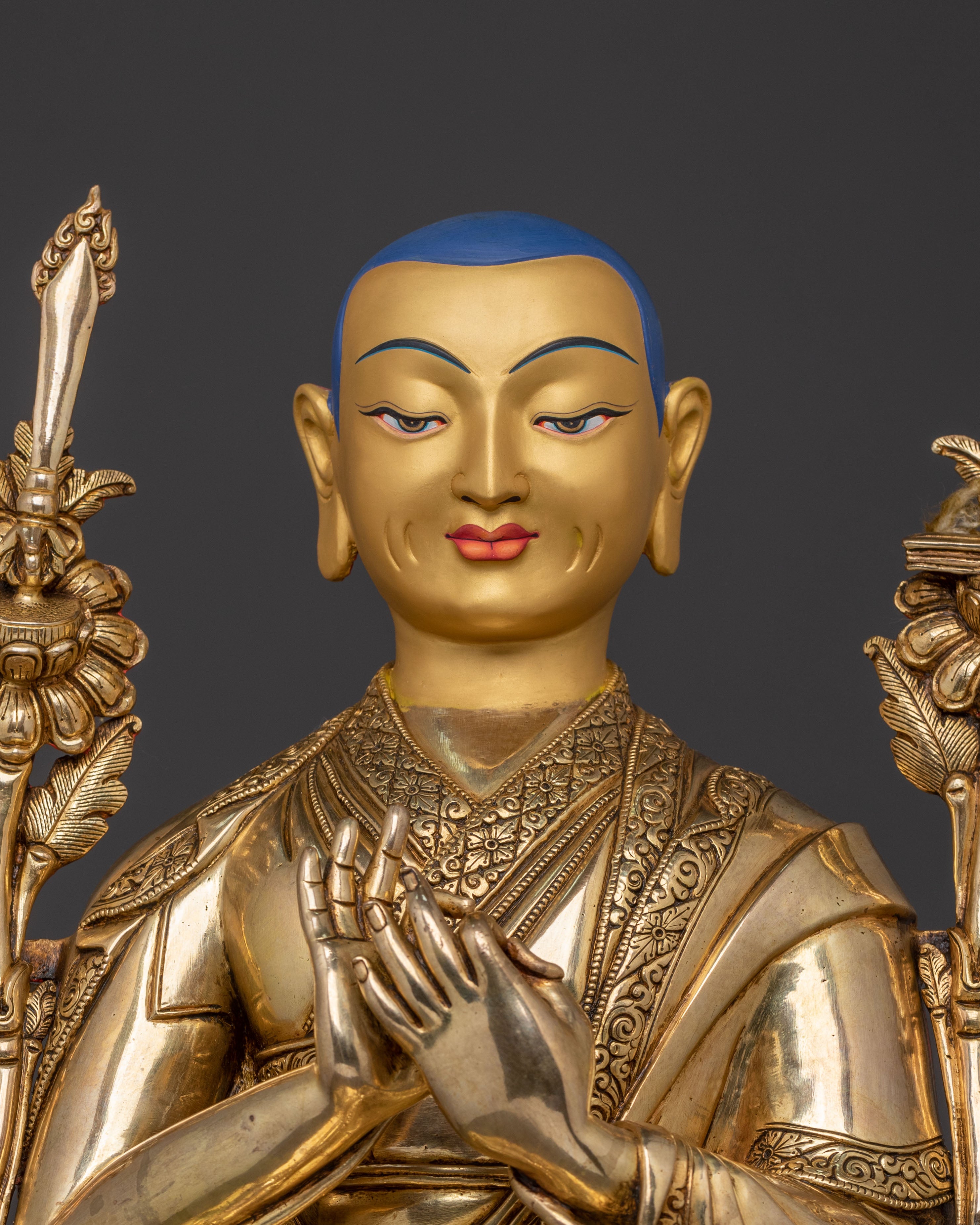 Tsongkhapa Traditional Statue with Disciples – Gilded Copper Masterpiece