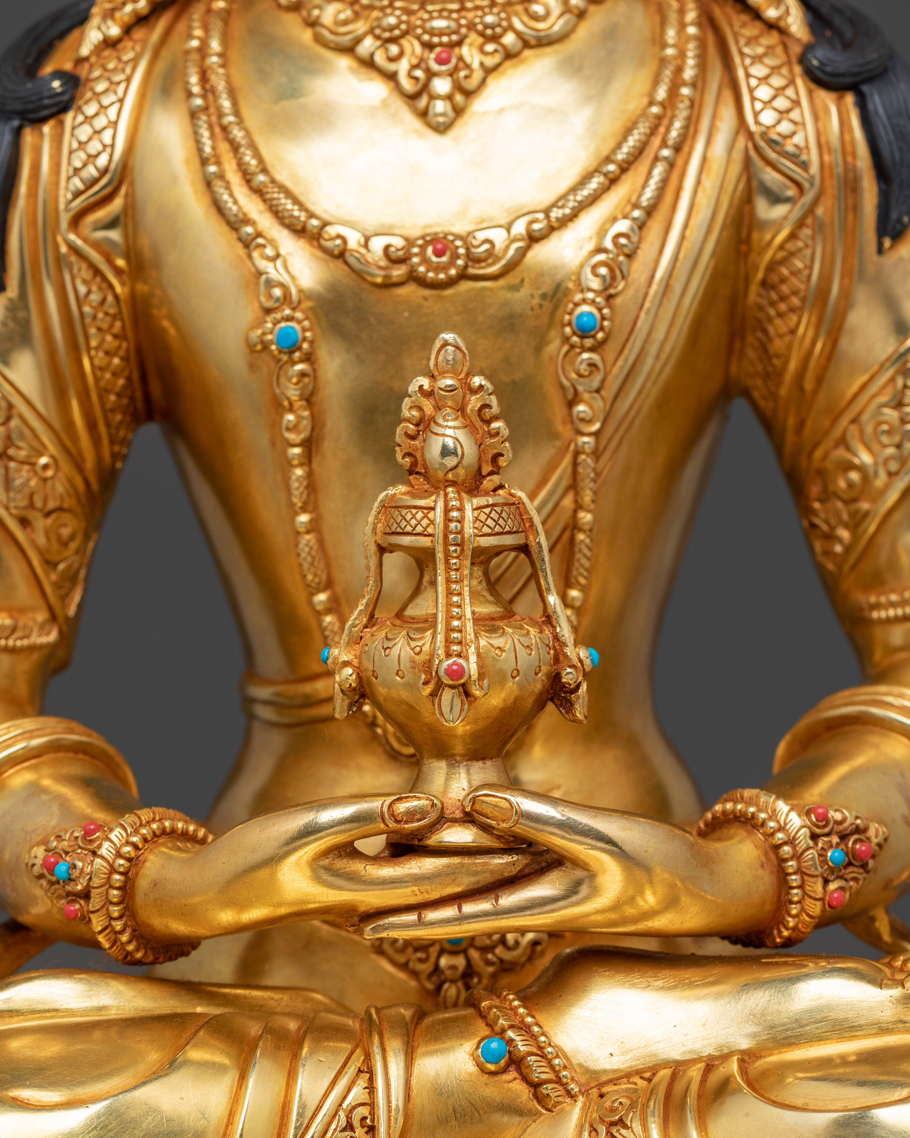 Handcrafted 24K Gold Gilded Amitayus Statue | Symbol of Longevity