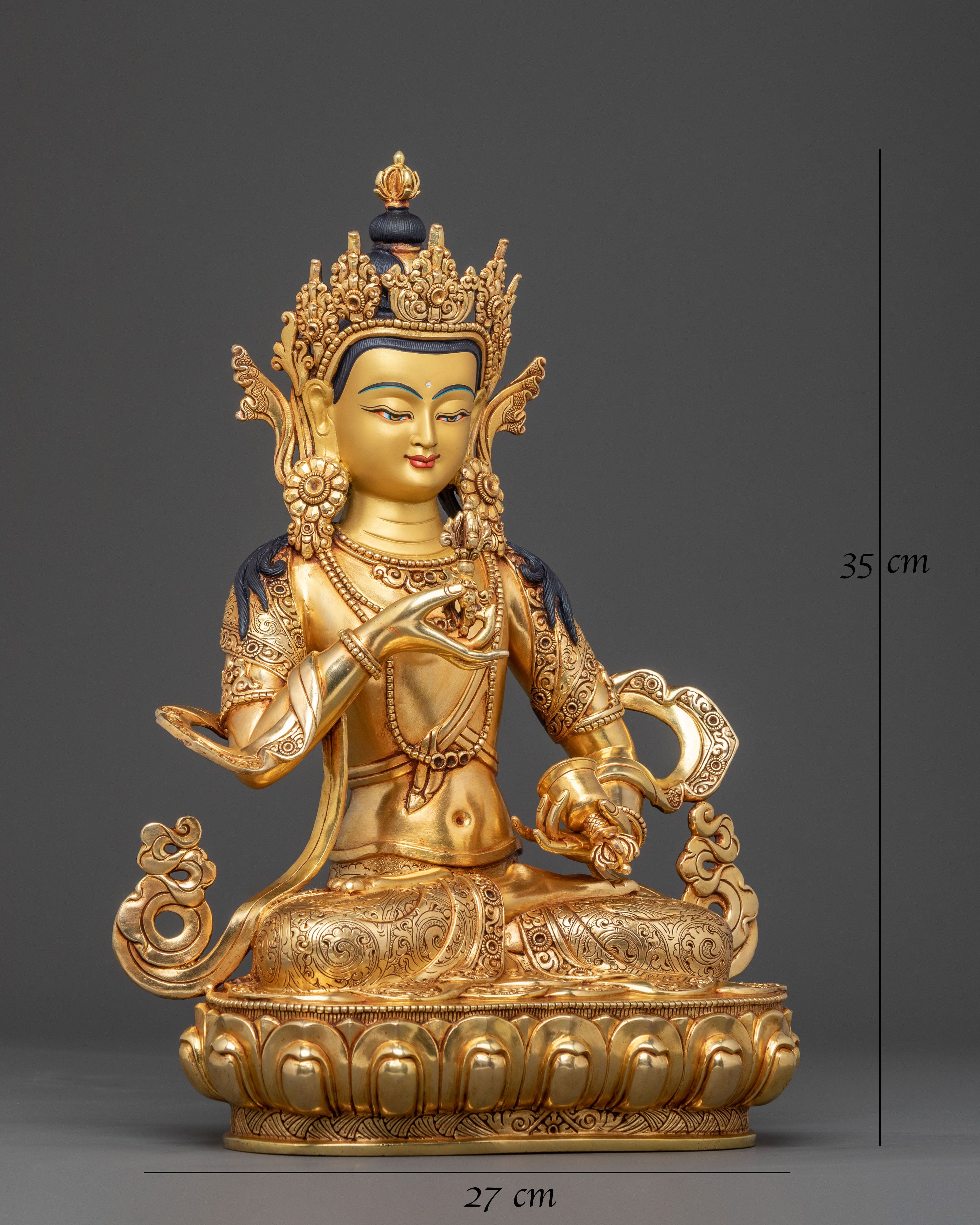 Handcrafted Vajrasattva Purification Deity Statue with 24K Gold Gilding