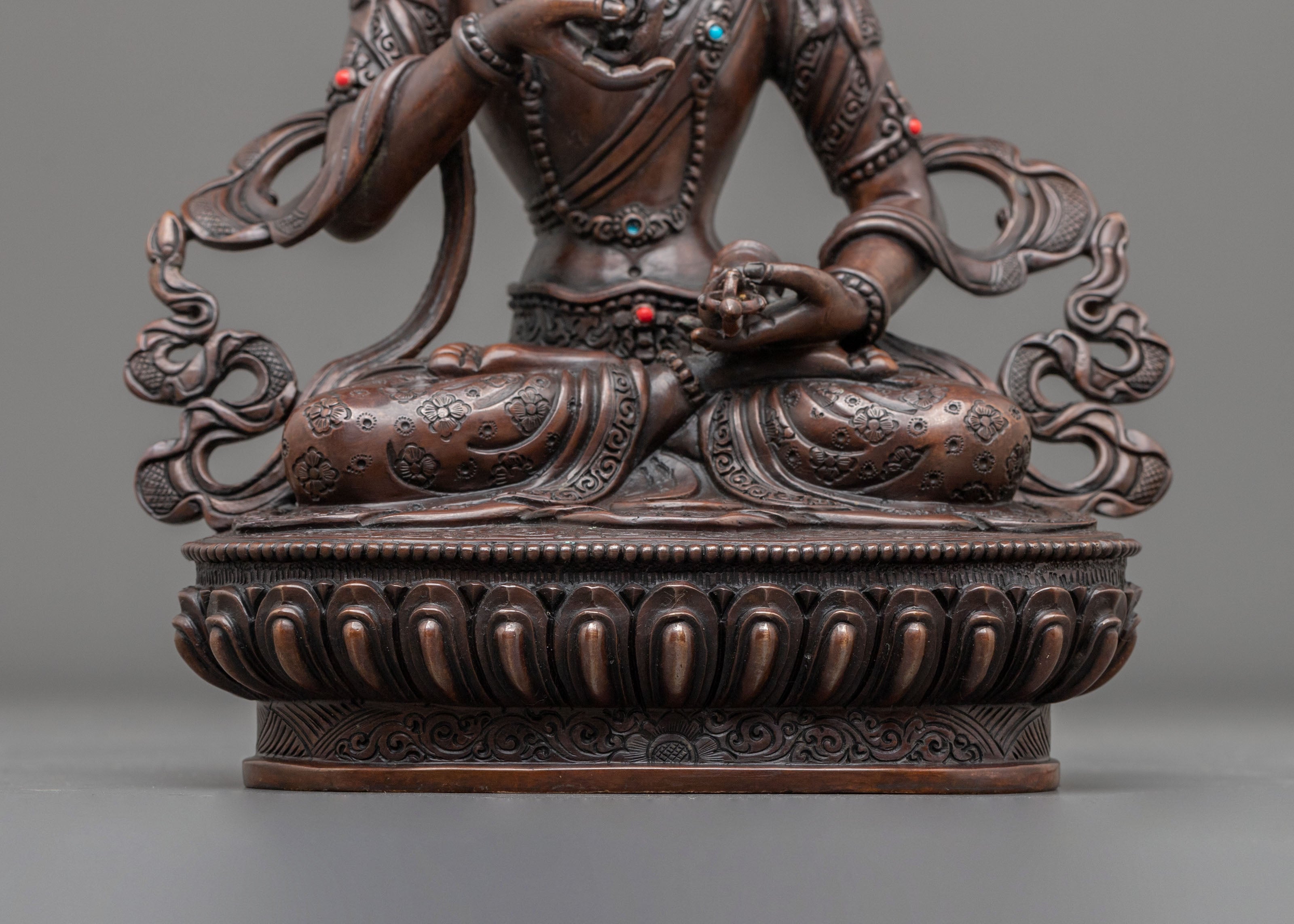 Vajrasattva Statue Adorned with Gemstones | Tibetan Buddhist Artwork
