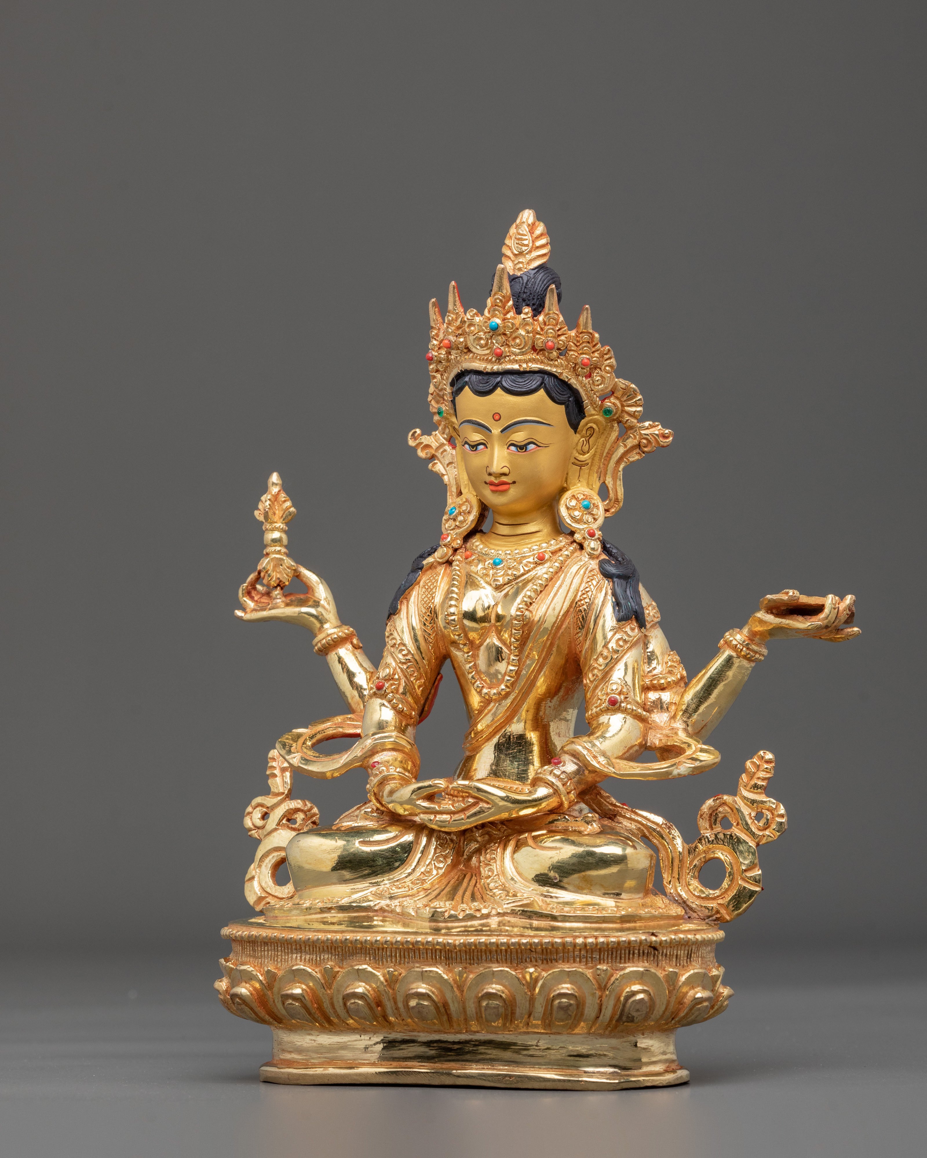 Handmade Prajnaparamita Statue | 24K Gold Gilded Goddess Figurine