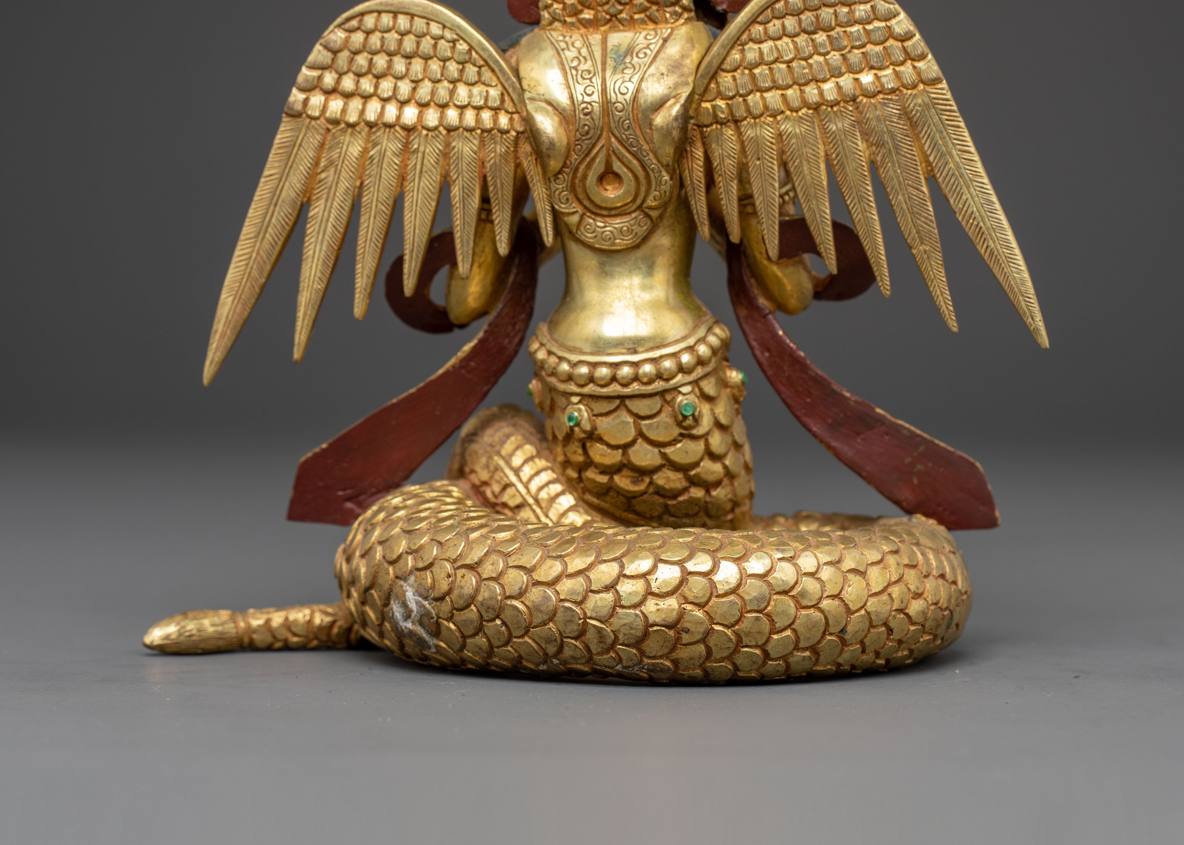 Handmade Nagkanya Copper Statue | Serpent Deity Sculpture