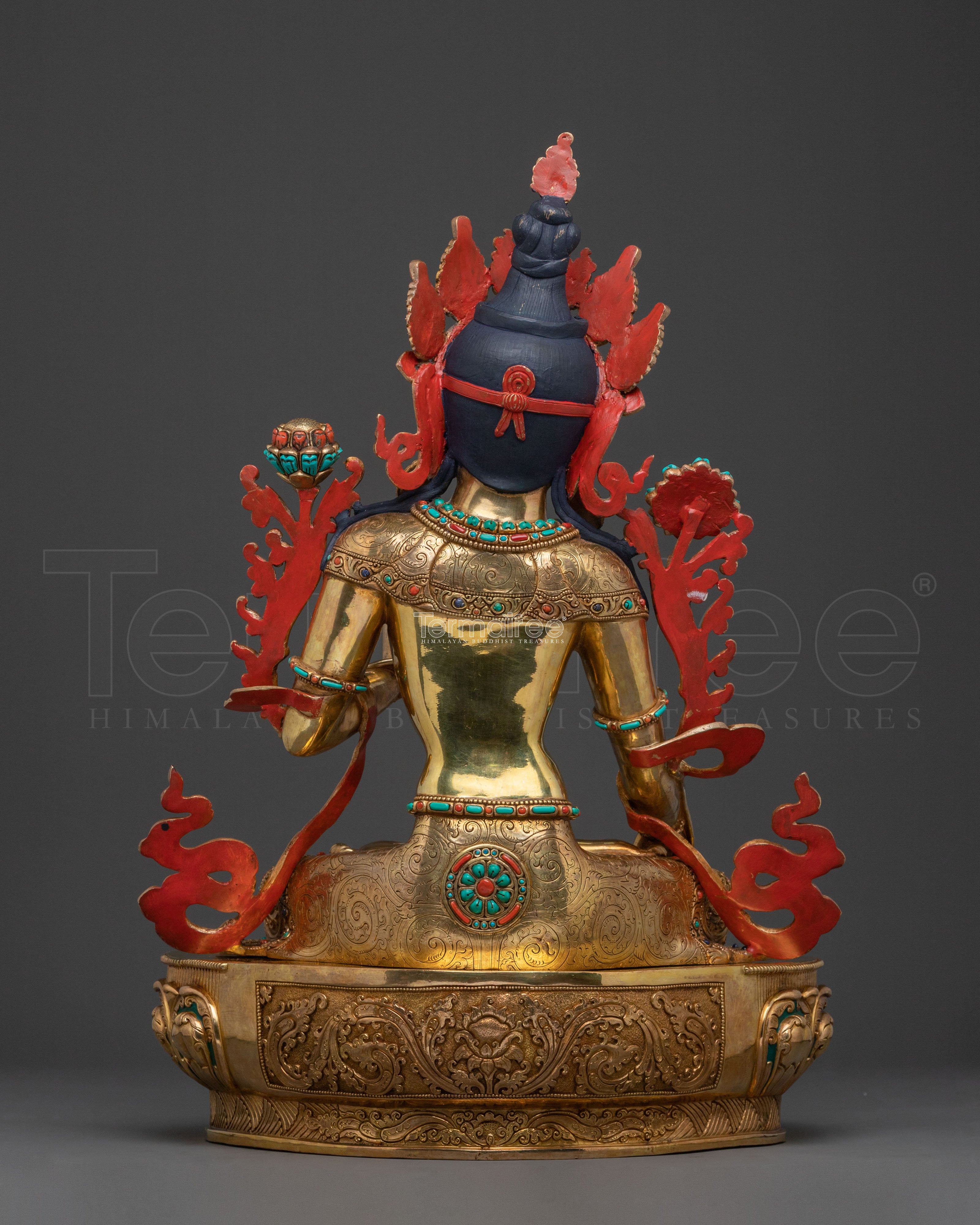 White Tara Blessing Statue | 24K Gold Gilded Figure