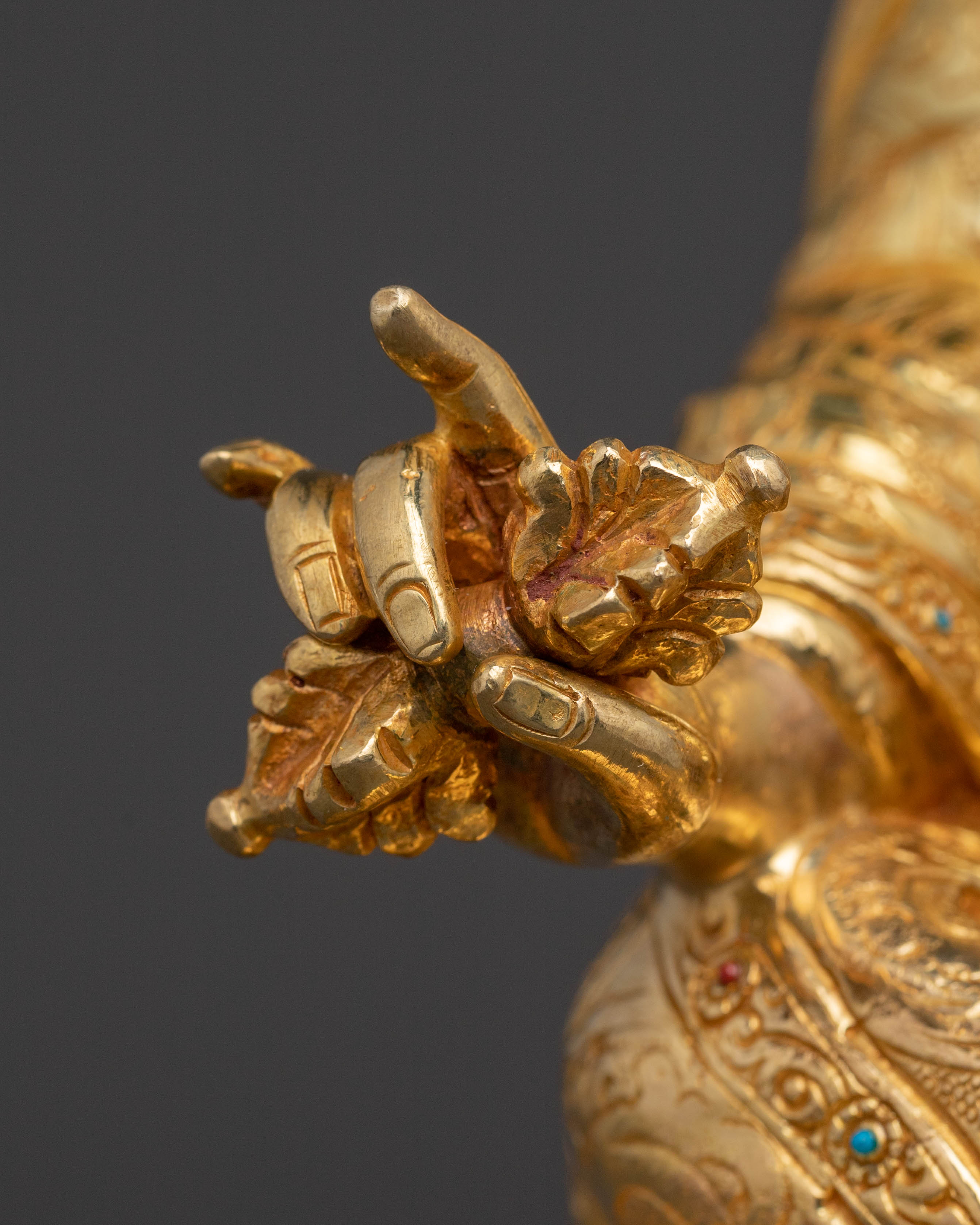 The Lotus Born Guru Rinpoche Statue – Exquisite Gilded Copper Statue