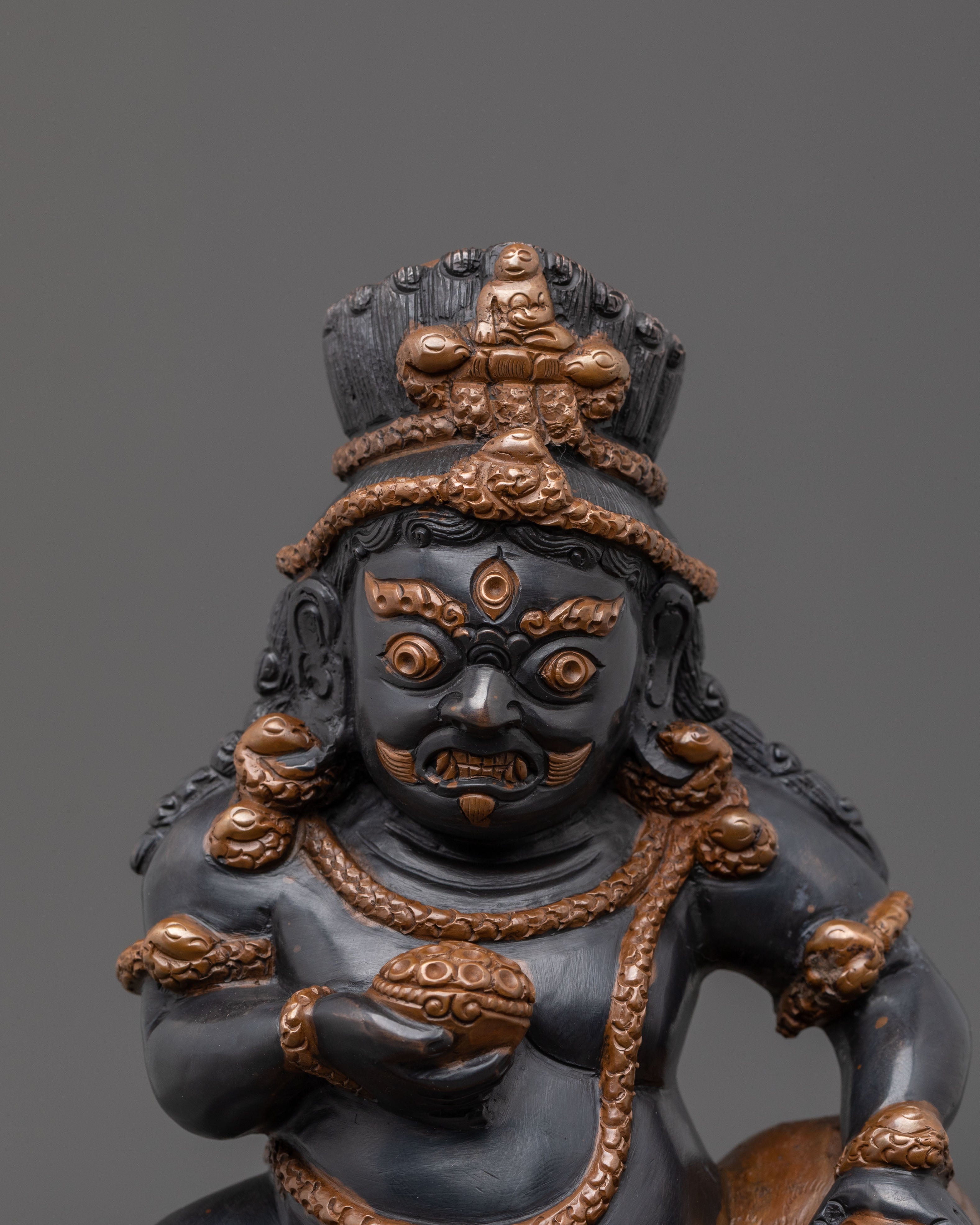 Black Dzambhala Statue | Oxidized Copper Figurine