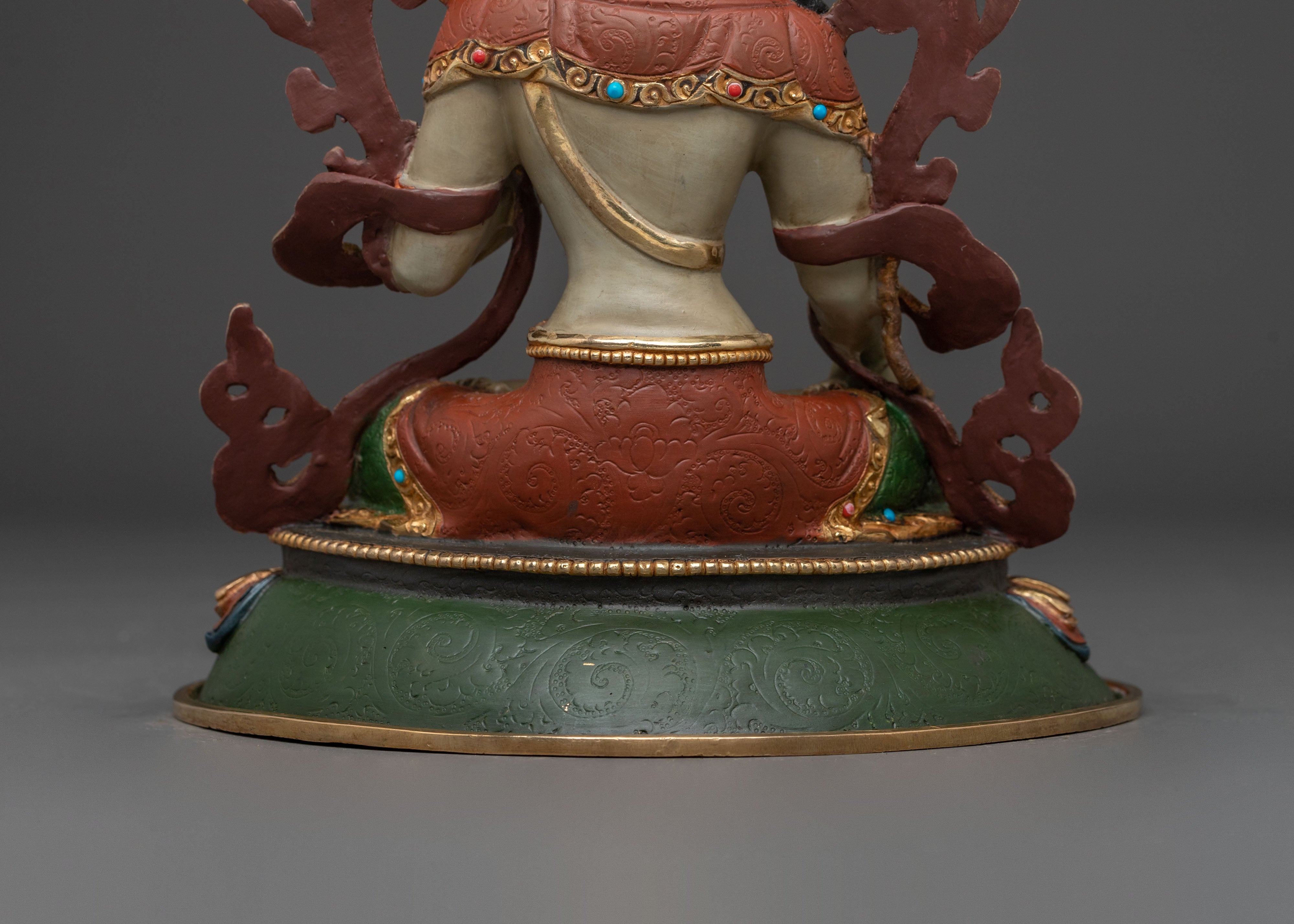 Handcrafted White Tara Statue | 24K Gold Gilded