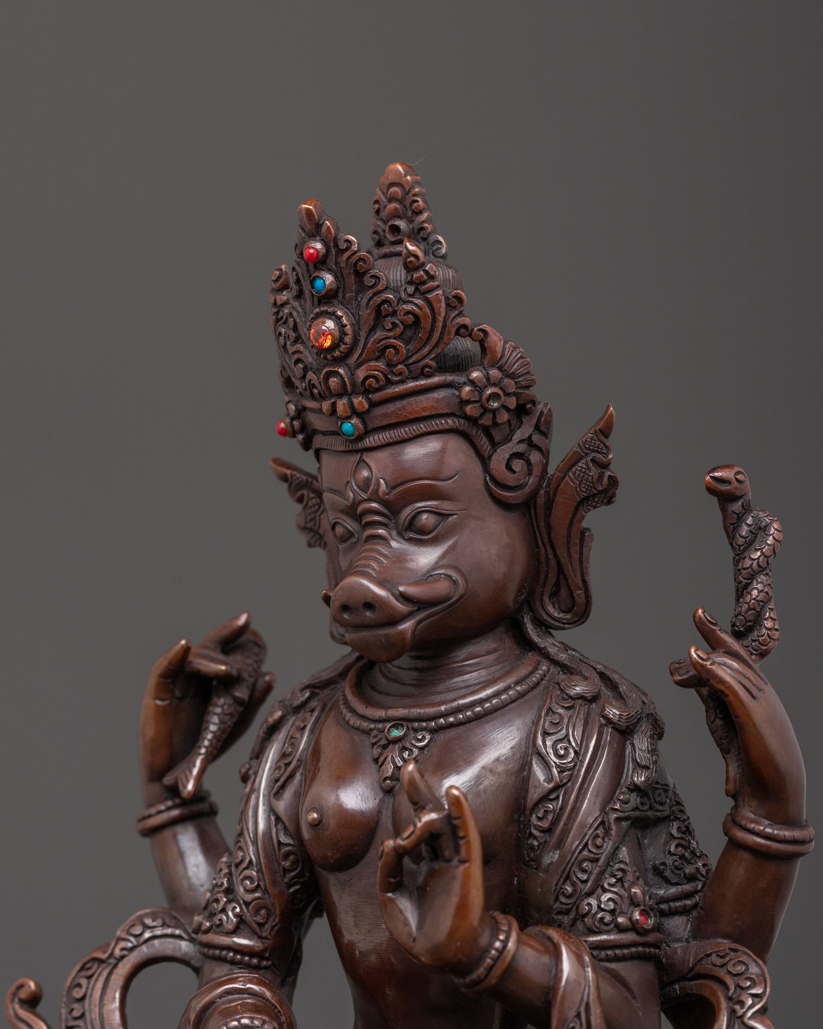 Guardian Varahi Statue | Oxidized Copper Sculpture