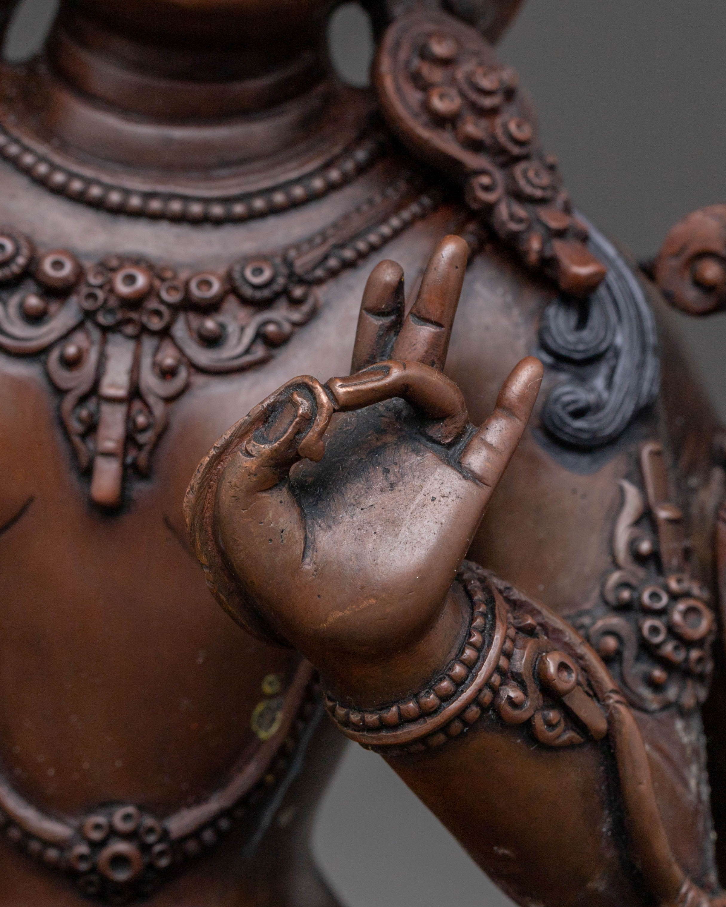 Maha Manjushri Sacred Statue – Oxidized Copper